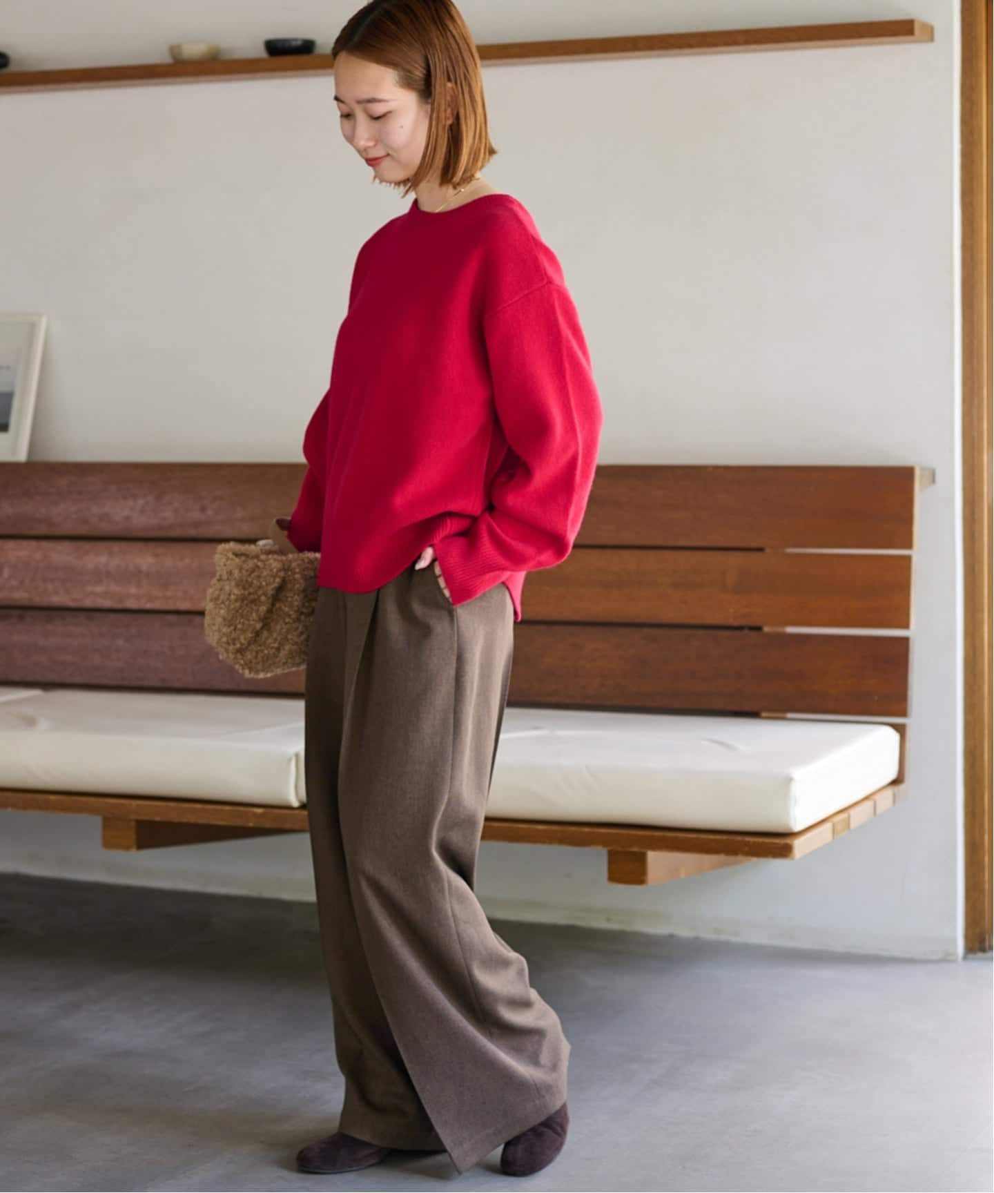 ウールカシミヤ2WAYクルーネックカーディガン（カーディガン