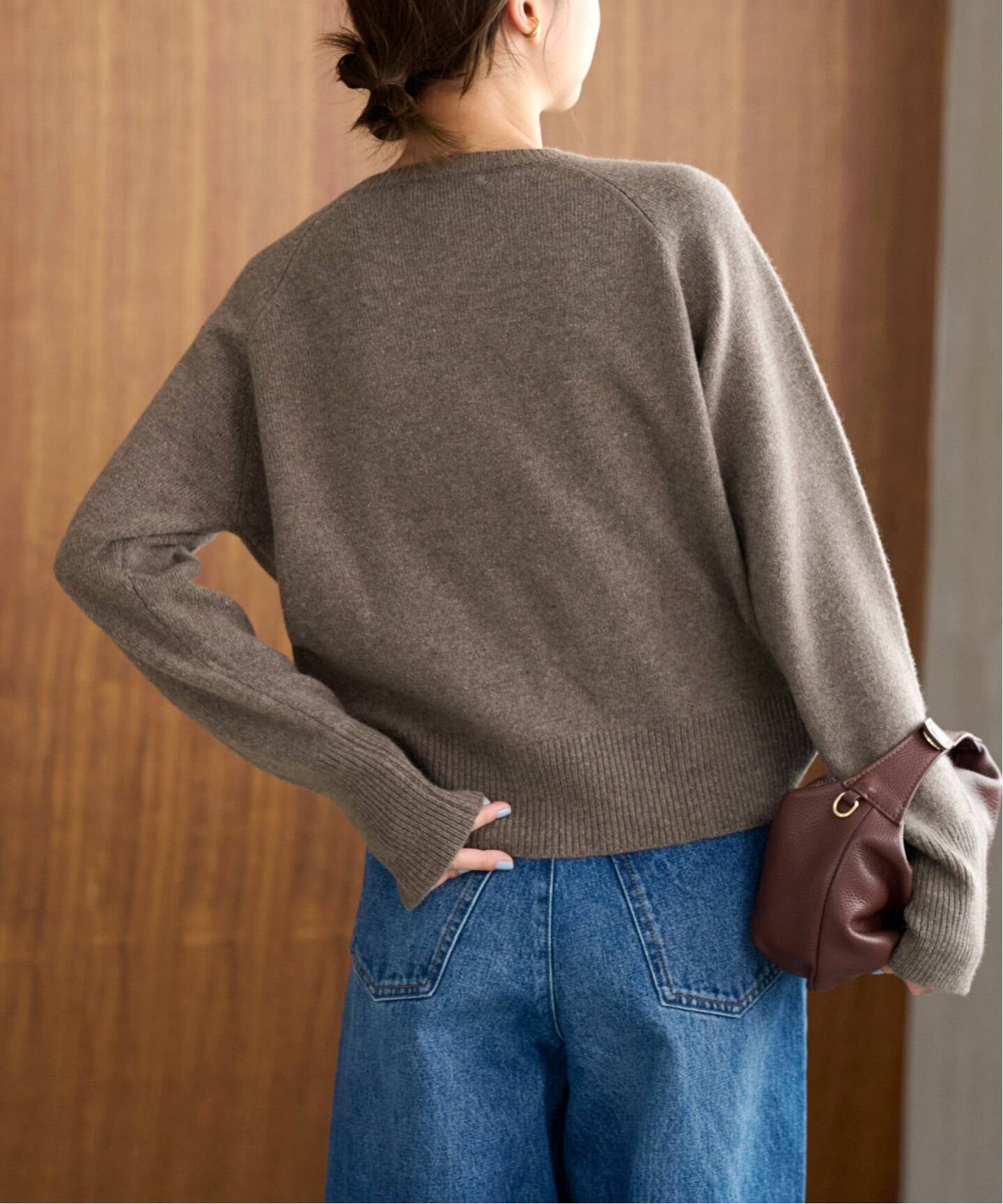 美品 22aw ジャーナルスタンダード ウールカシミヤ クルーネックニット 茶 JOURNAL STANDARD relume（ジャーナルスタンダード レリューム