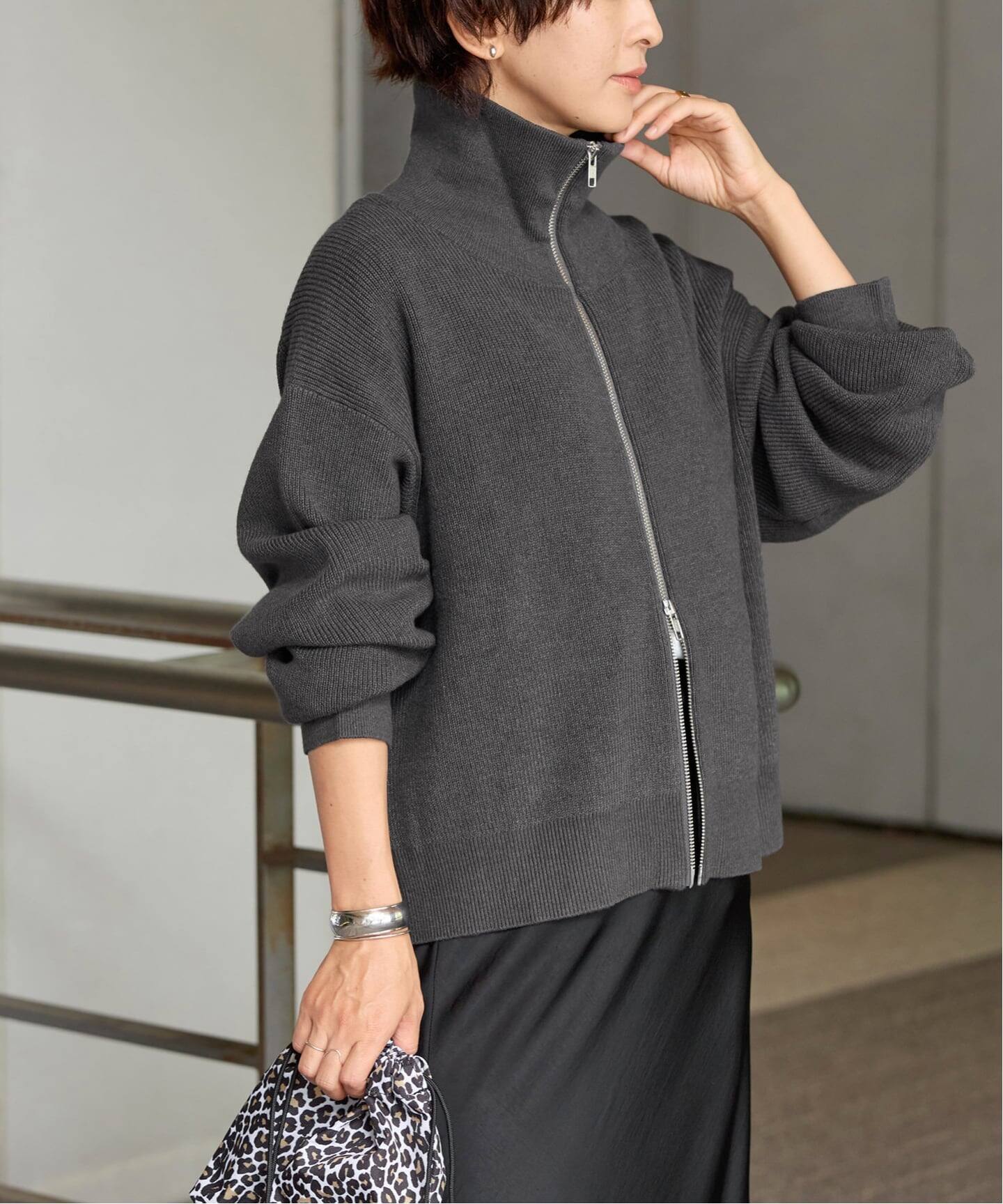 WEB限定追加2》ダブルジップニットカーディガン（カーディガン