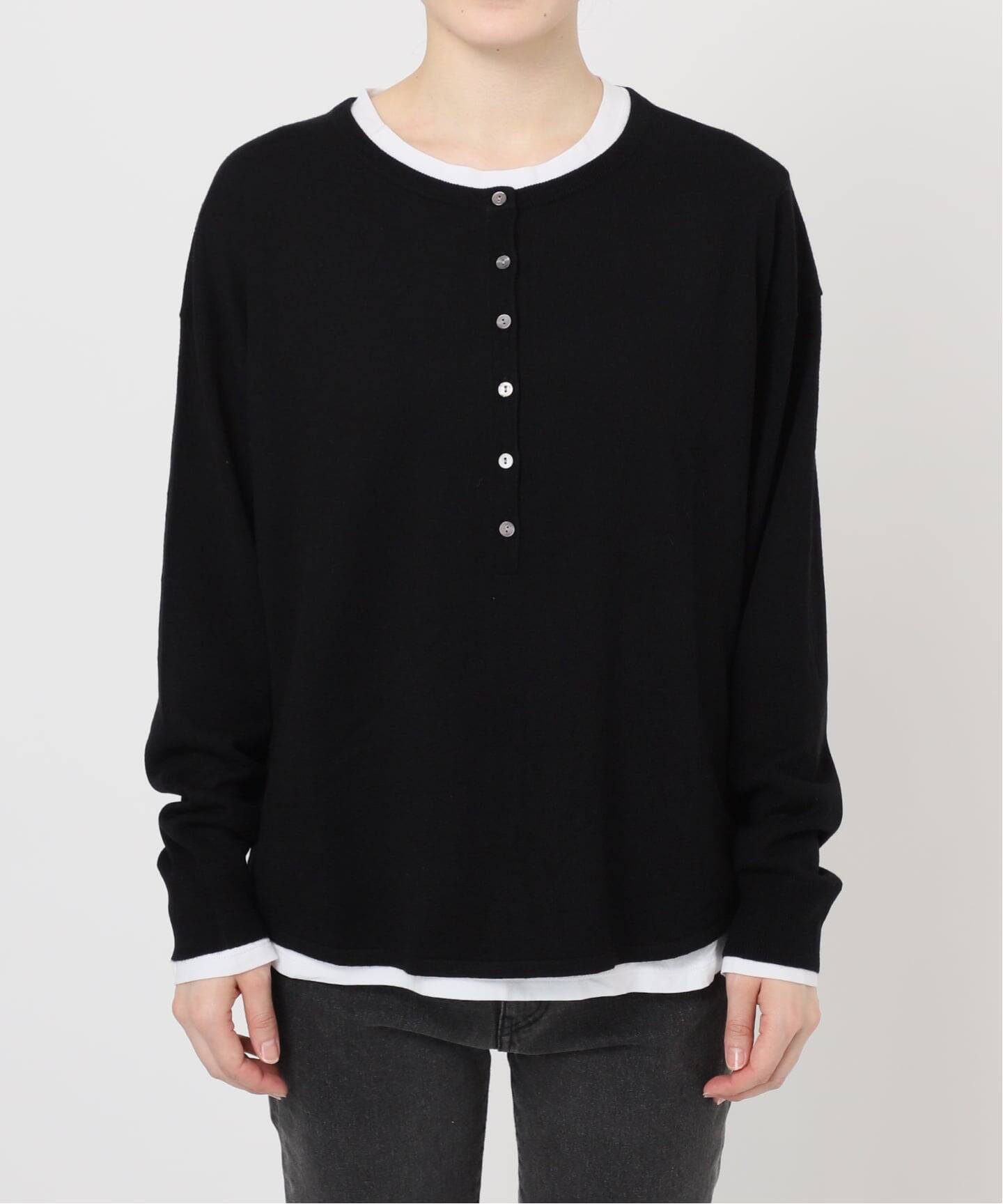 2枚セット］3WAYレイヤードヘンリープルオーバー（ニット／セーター