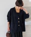 《予約》［25AW新作］コットンカシミヤミックスダブルニットVネックカーディガン