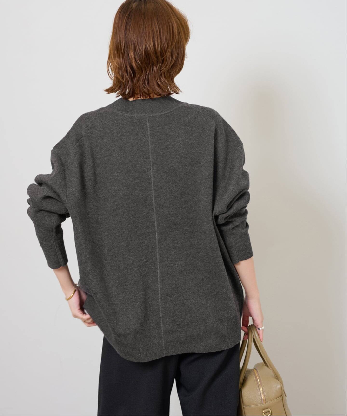 追加》[25AW新作］コットンカシミヤミックスダブルニットVネック