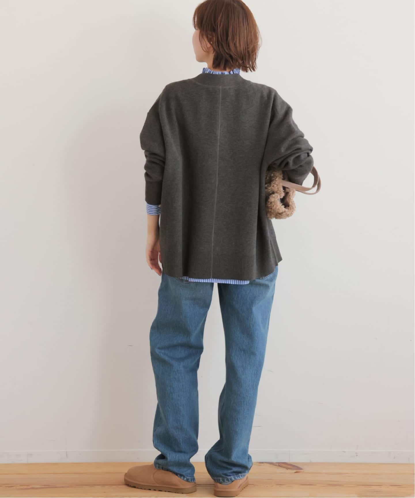 relume コットンカシミヤミックスダブルニットVネックカーディガン ネイビー 追加予約》［25AW新作］コットンカシミヤミックスダブルニットV