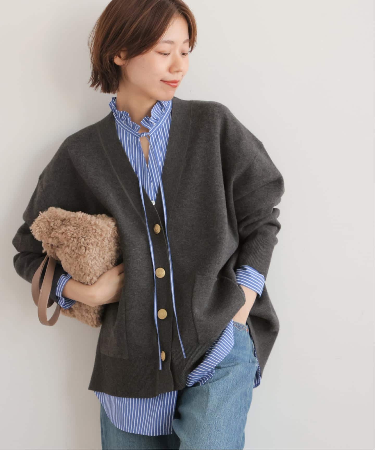 追加予約》［25AW新作］コットンカシミヤミックスダブルニットV