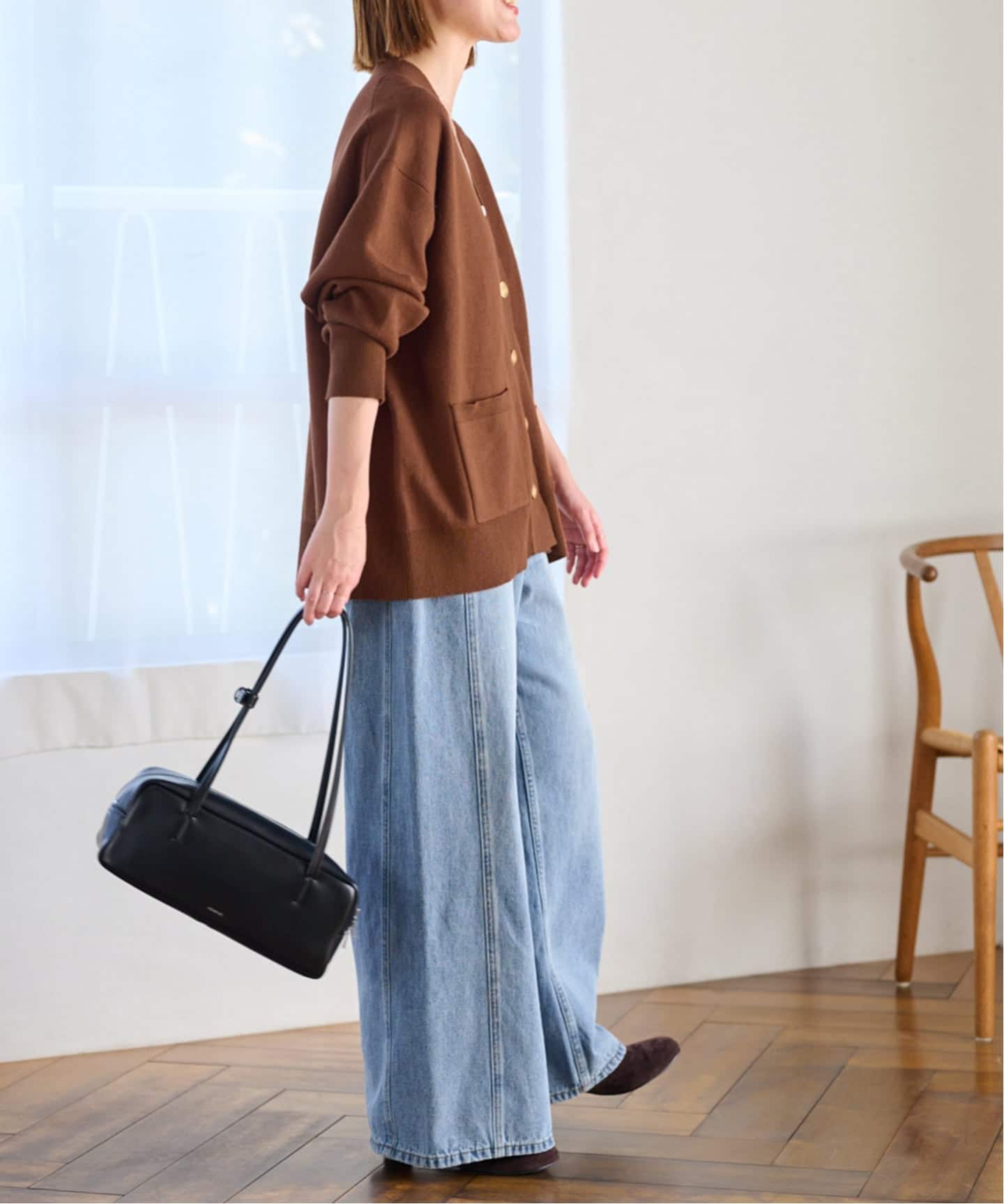 relume コットンカシミヤミックスダブルニットVネックカーディガン ネイビー 追加予約》［25AW新作］コットンカシミヤミックスダブルニットV