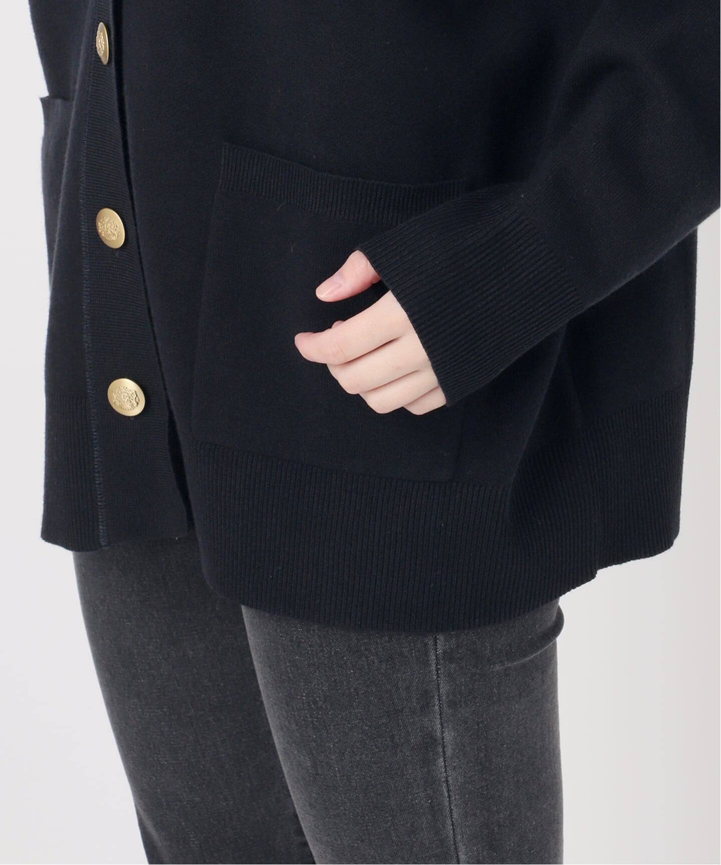 追加》[25AW新作］コットンカシミヤミックスダブルニットVネック