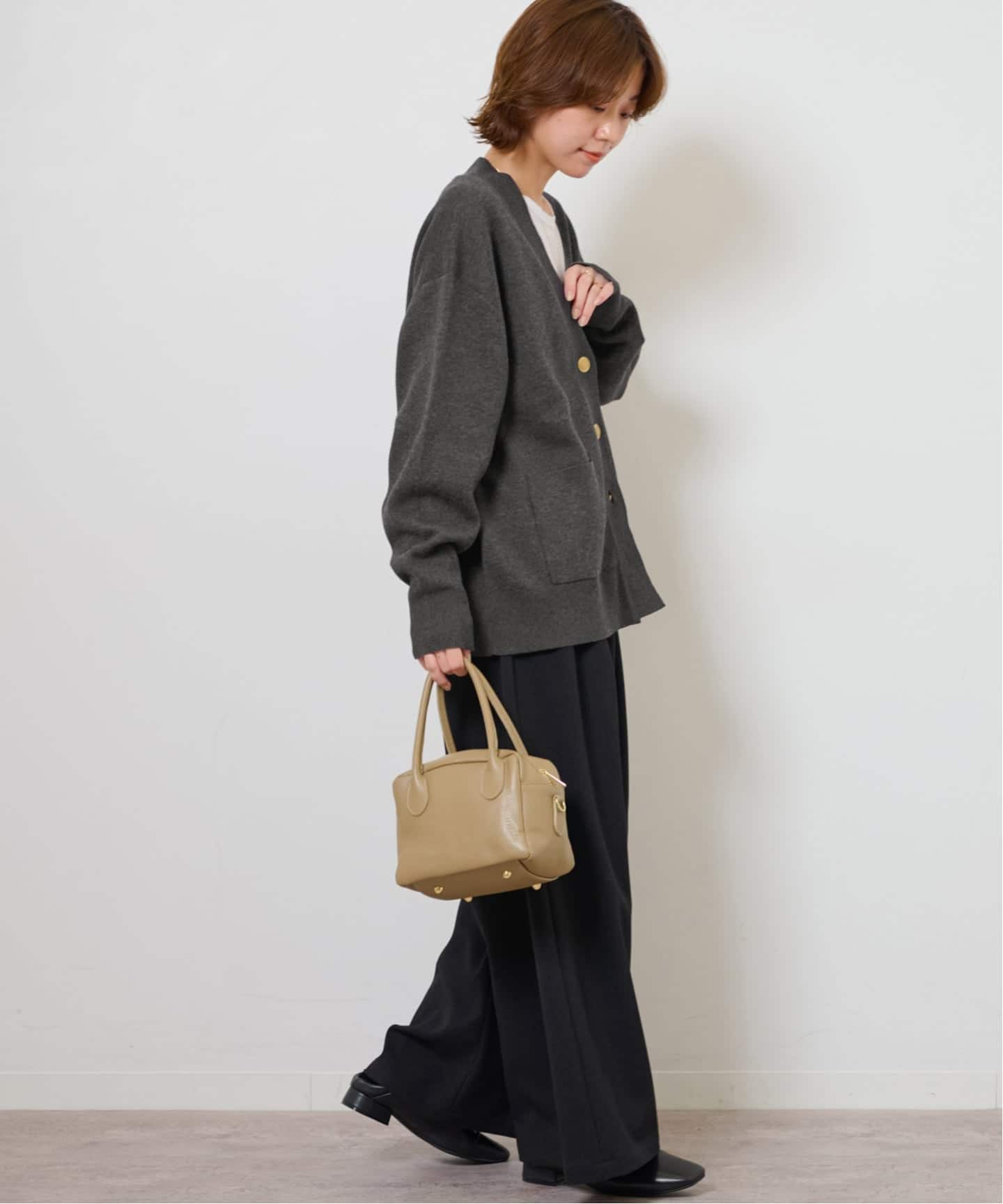 追加2》コットンカシミヤミックスダブルニットVネックカーディガン