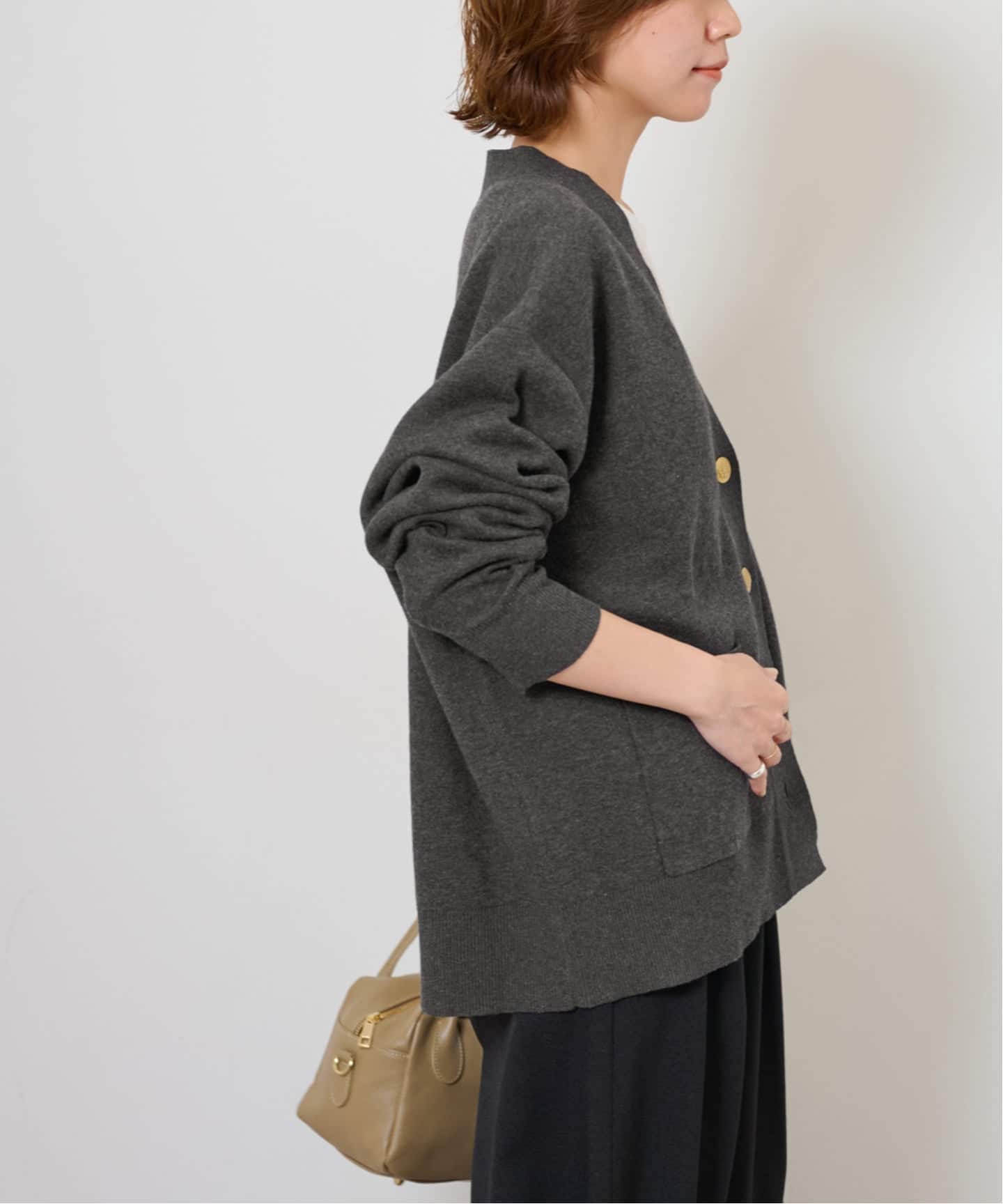 追加2》コットンカシミヤミックスダブルニットVネックカーディガン