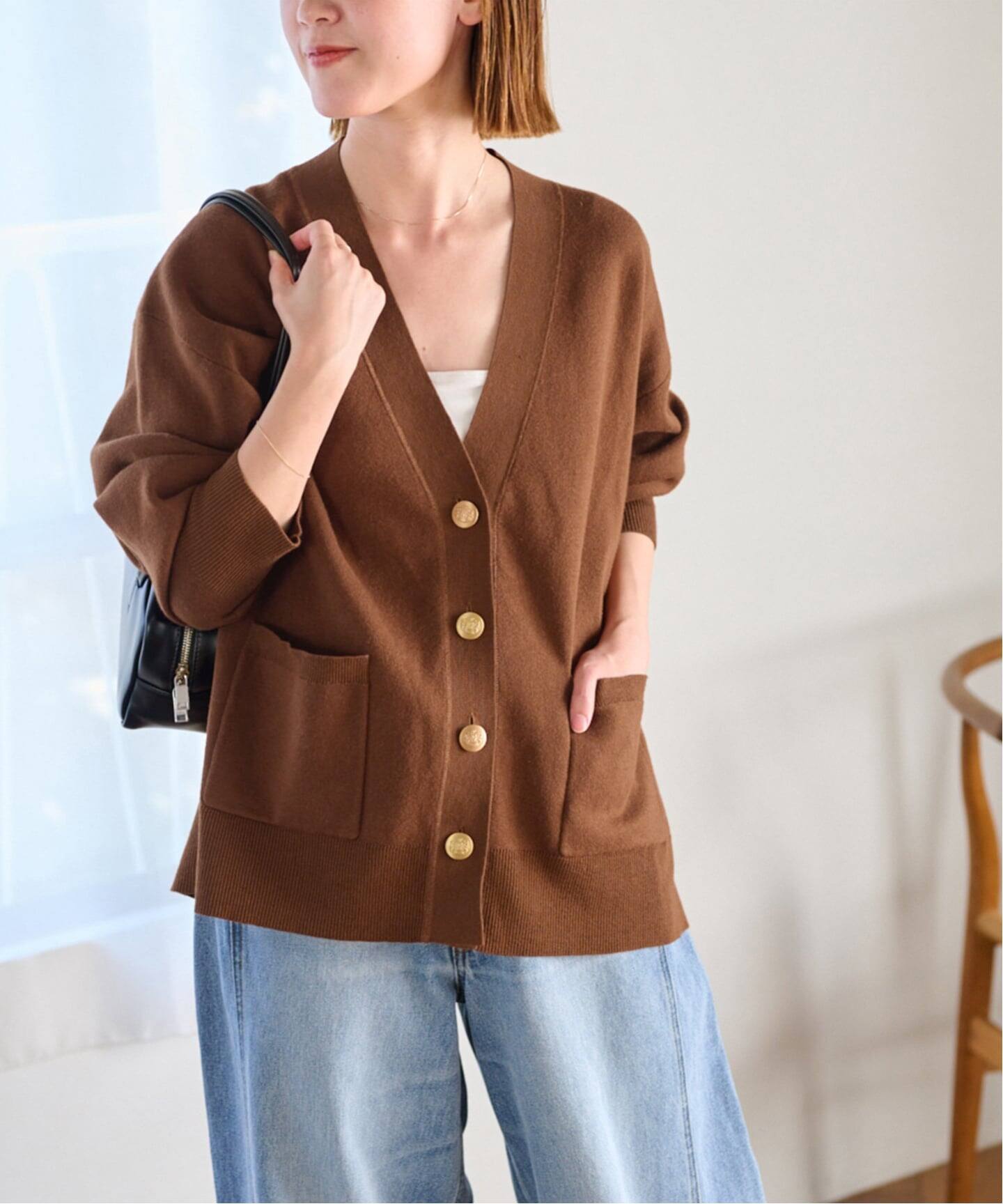 追加2》コットンカシミヤミックスダブルニットVネックカーディガン