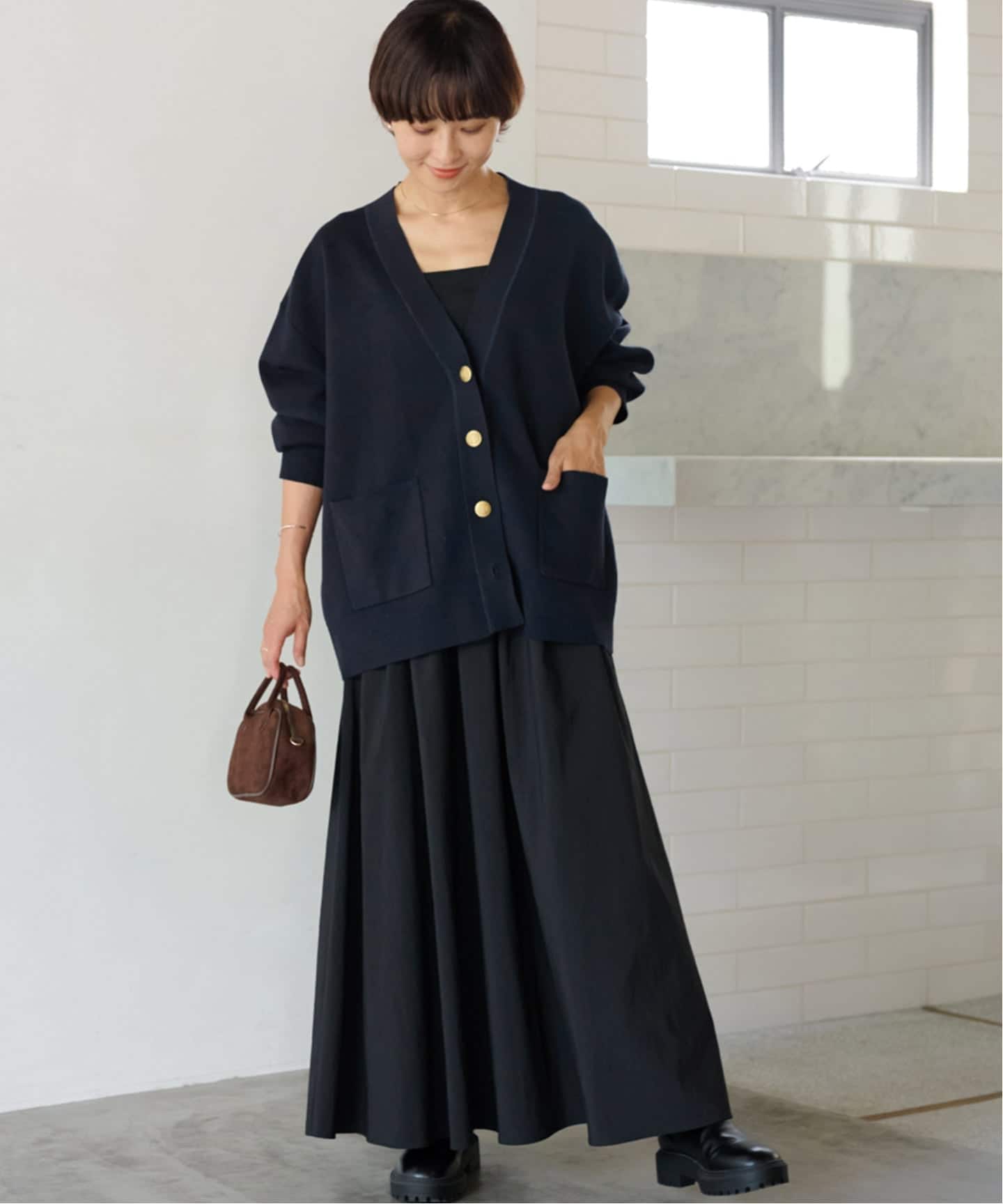 追加2》コットンカシミヤミックスダブルニットVネックカーディガン