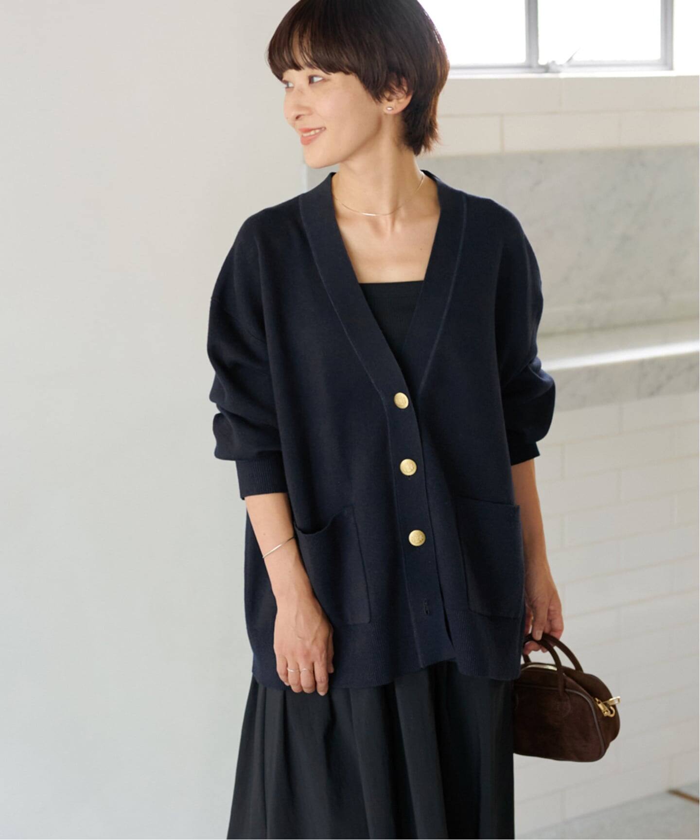 追加予約2》［25AW新作］コットンカシミヤミックスダブルニットVネック