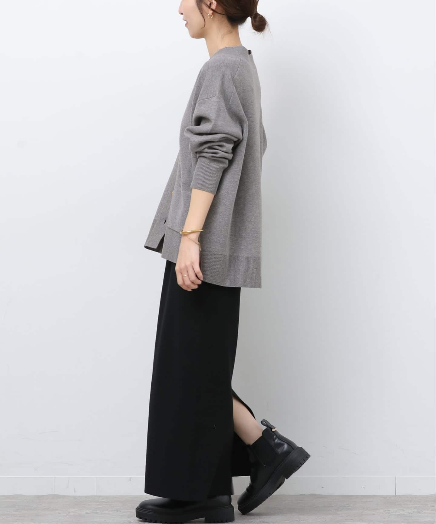 relume コットンカシミヤミックスダブルニットVネックカーディガン ネイビー relume コットンカシミヤミックスダブルニットVネックカーディガン