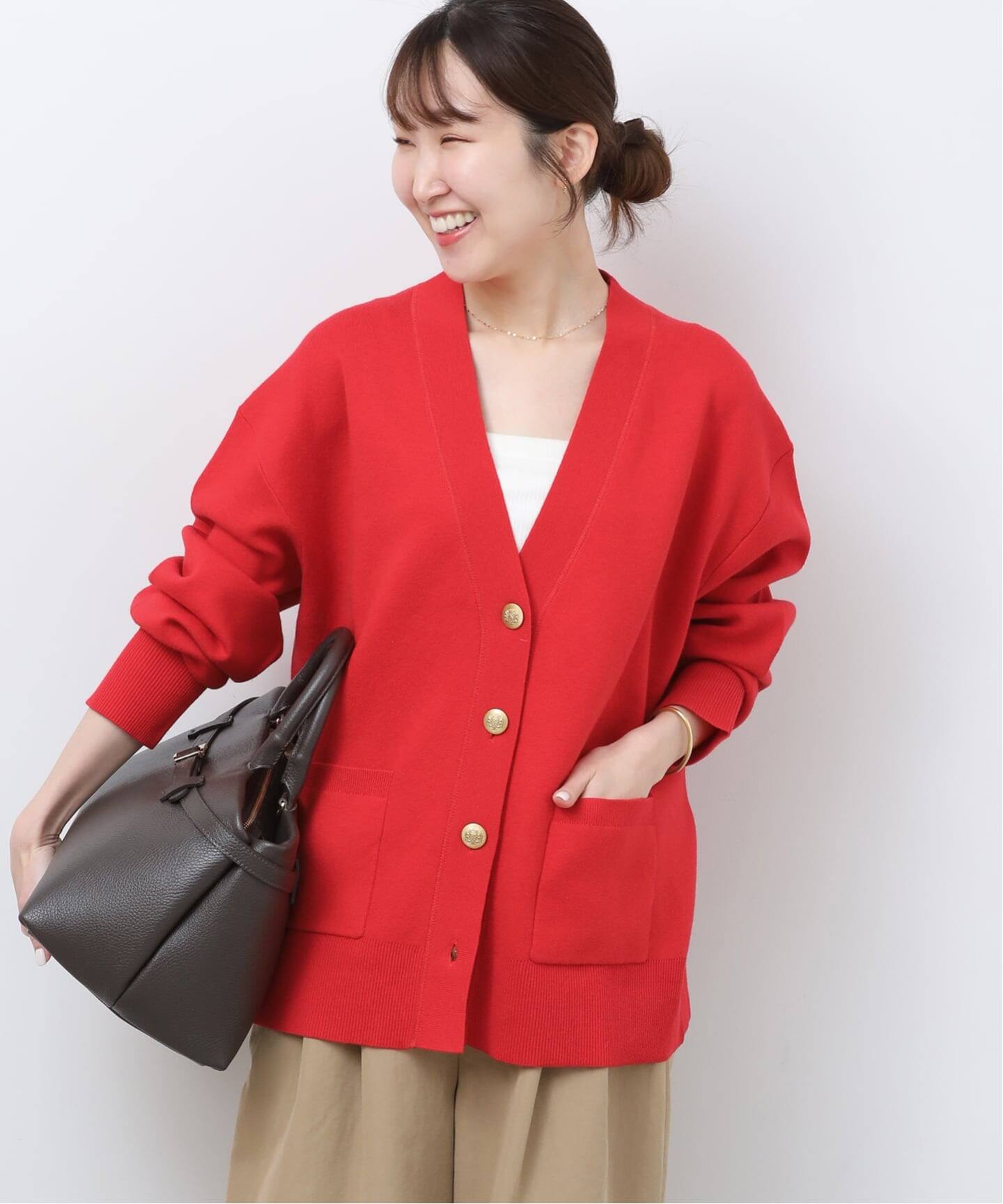 relume コットンカシミヤミックスダブルニットVネックカーディガン ネイビー 追加2》コットンカシミヤミックスダブルニットVネックカーディガン