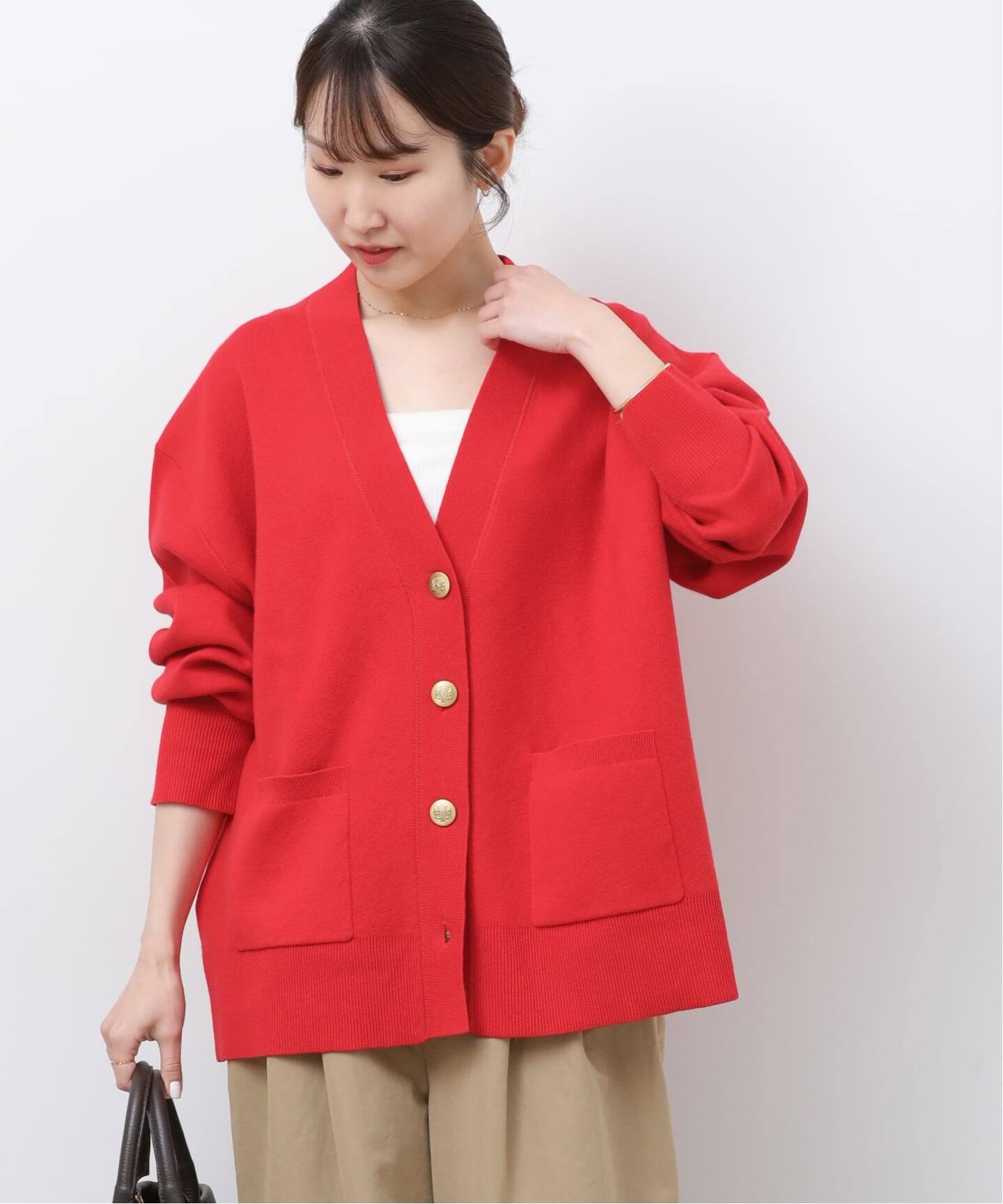 追加予約3 / 新色》コットンカシミヤミックスダブルニットVネック