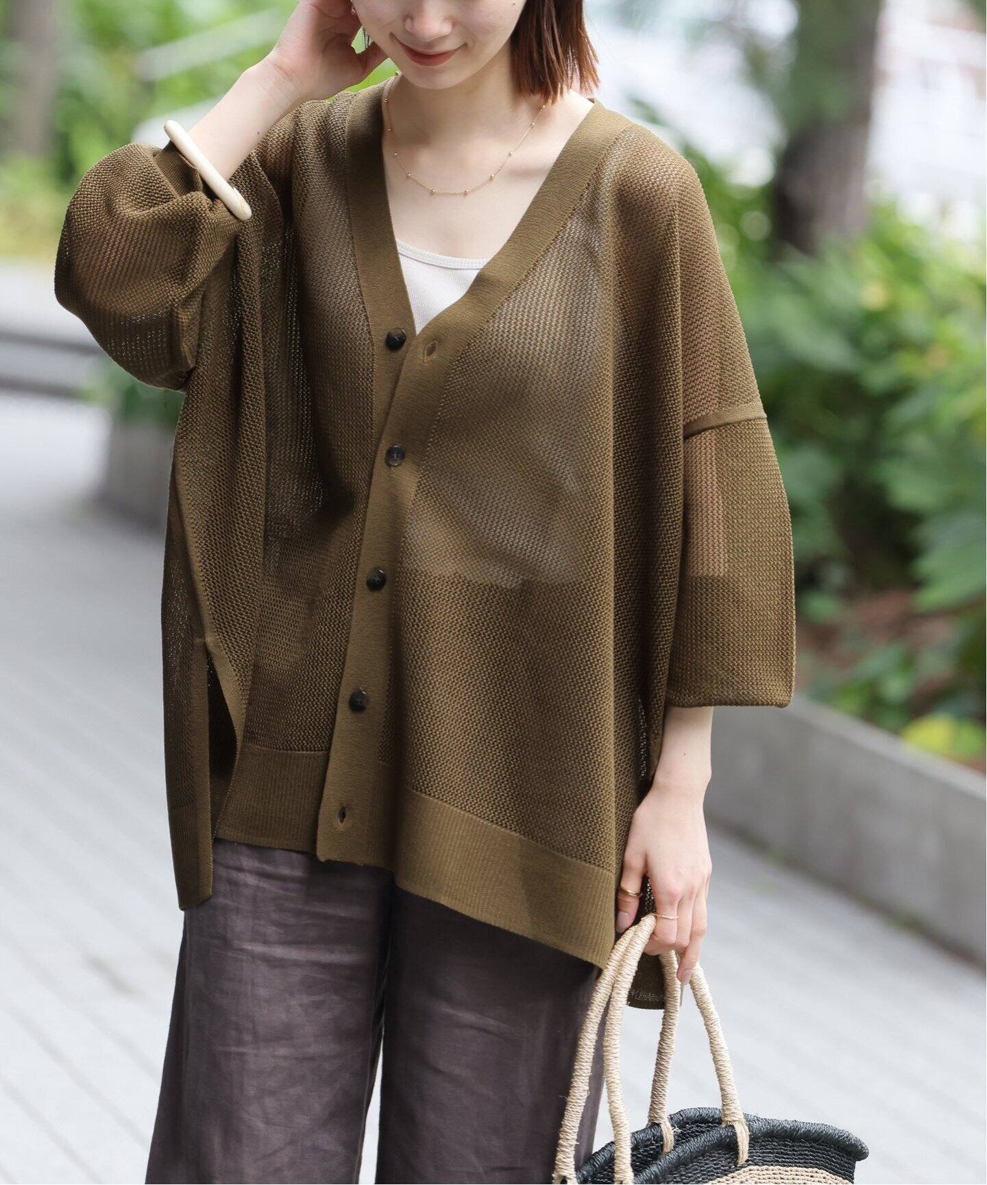 新品JOURNAL STANDARD relumeメッシュカーディガン　ブラウン JOURNAL STANDARD relume カーディガン メッシュカーディガン