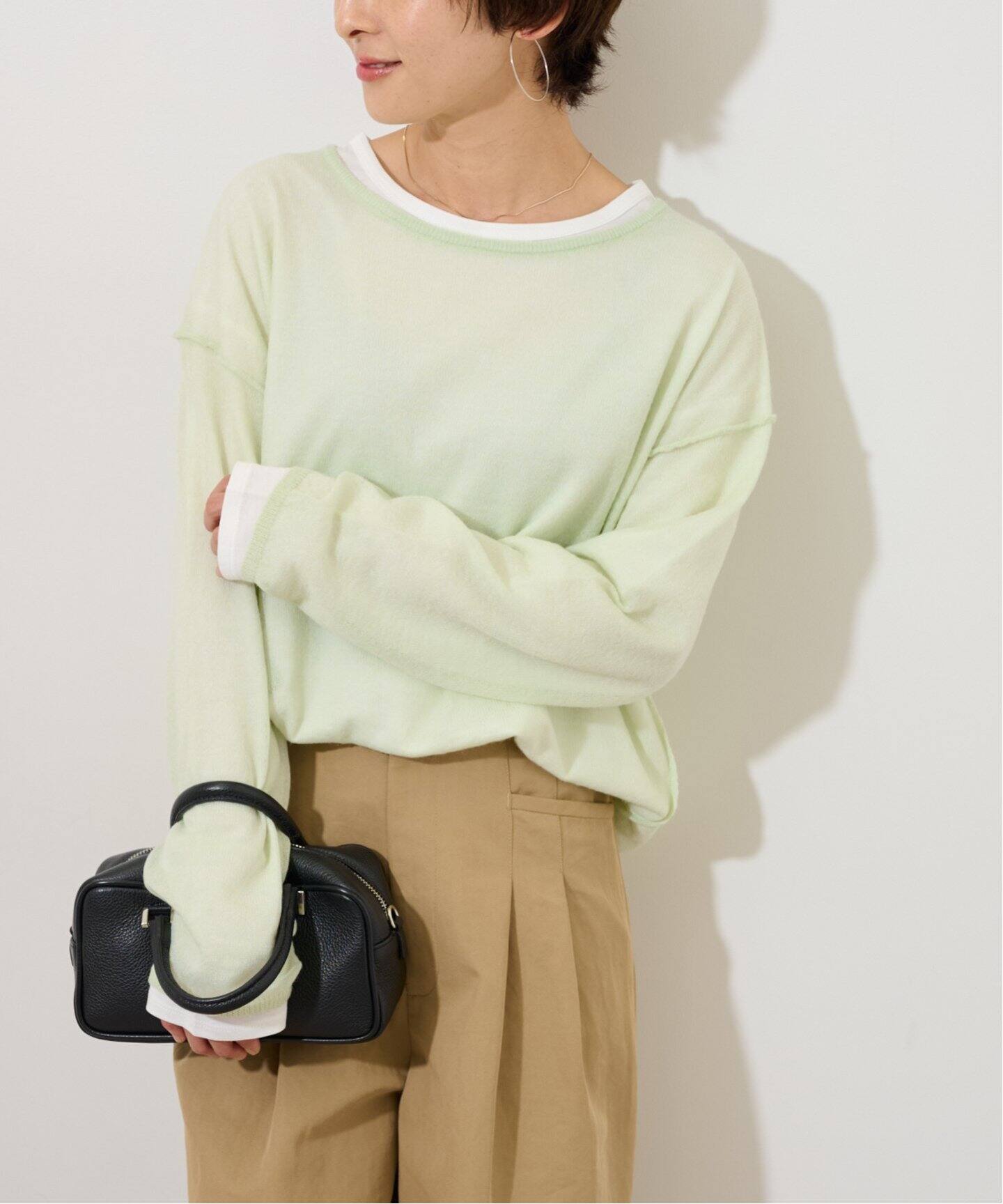 2枚セット］シアーモヘヤブレンドTEEレイヤードプルオーバー（ニット