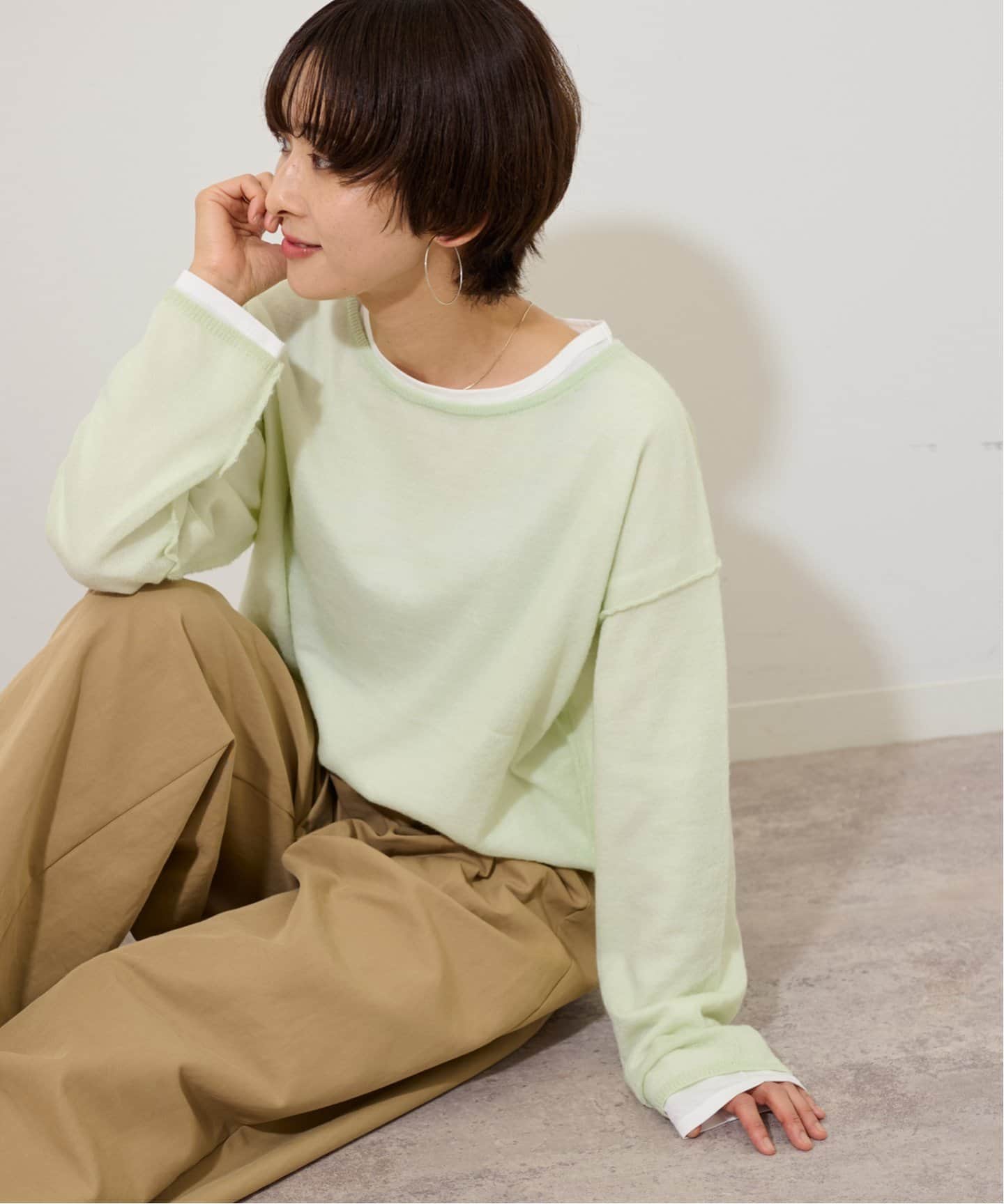 2枚セット］シアーモヘヤブレンドTEEレイヤードプルオーバー（ニット