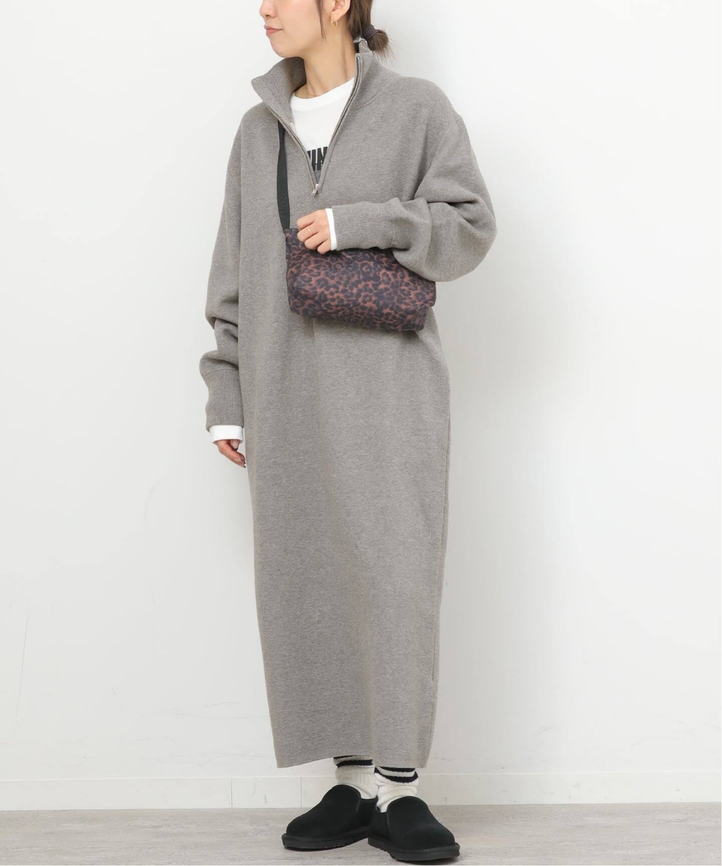 追加2》スウェットライクハーフジップワンピース（ニットワンピース