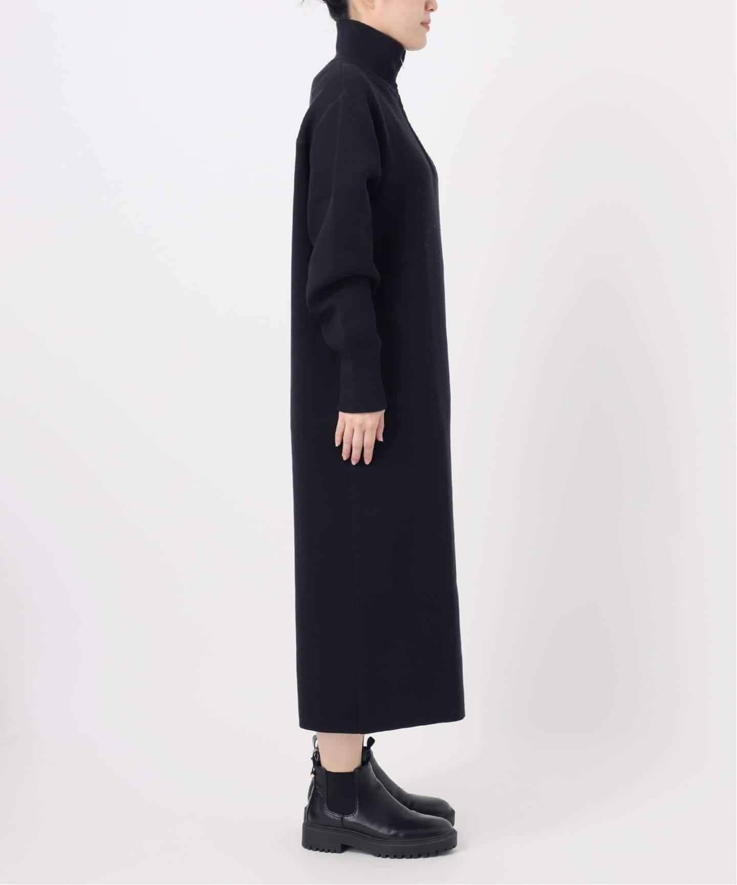 追加2》スウェットライクハーフジップワンピース（ニットワンピース