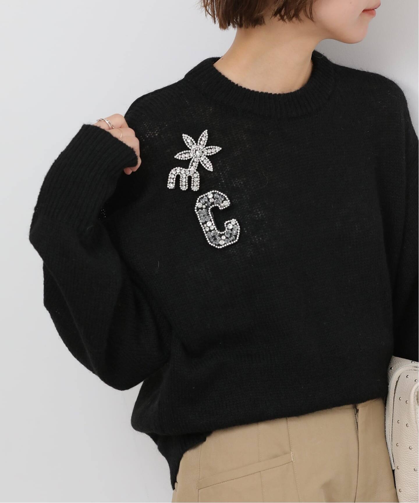 ブローチ付き］ブローチセットプルオーバー（ニット／セーター