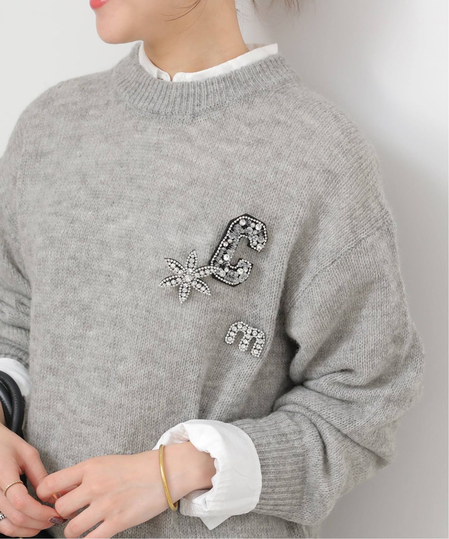 ブローチ付き］ブローチセットプルオーバー（ニット／セーター