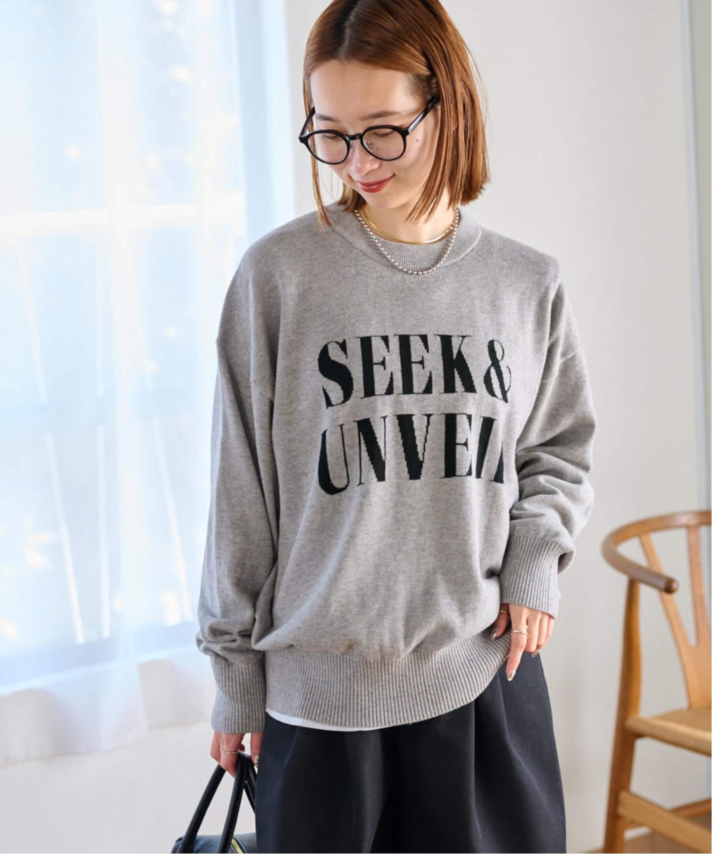 一部WEB限定》コットンカシミヤミックスロゴニット（ニット／セーター