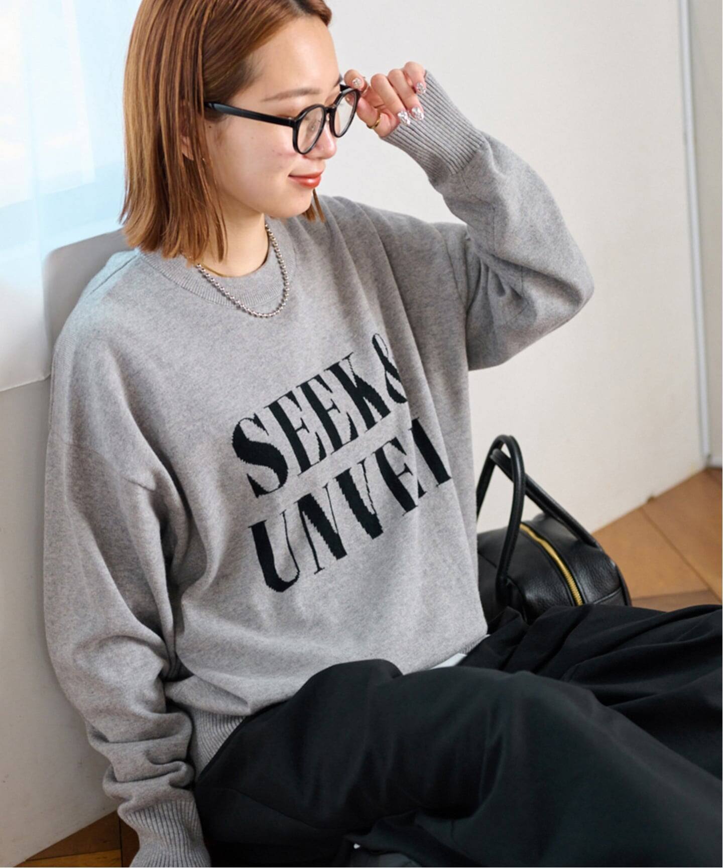 一部WEB限定》コットンカシミヤミックスロゴニット（ニット／セーター