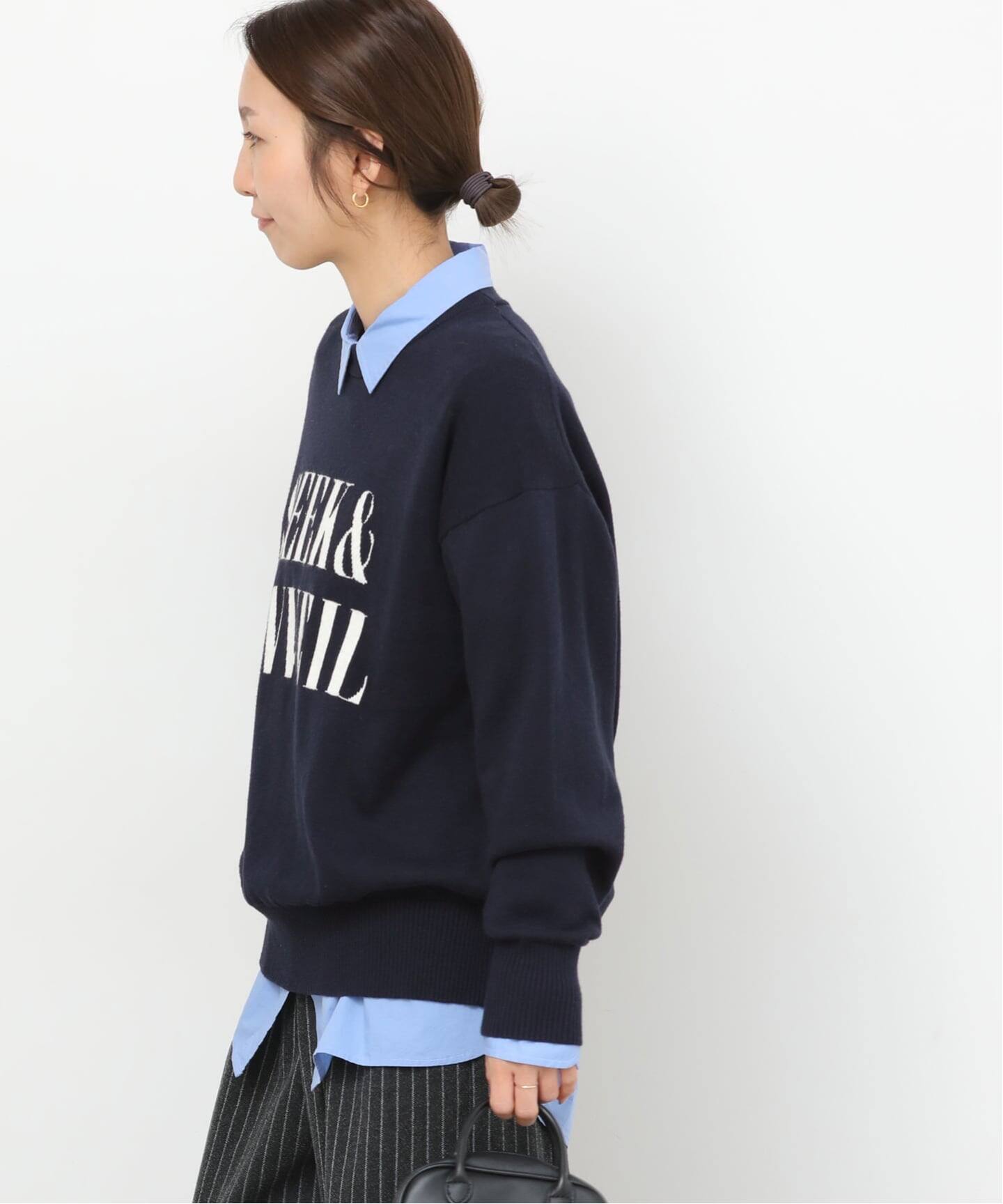 一部WEB限定》コットンカシミヤミックスロゴニット（ニット／セーター