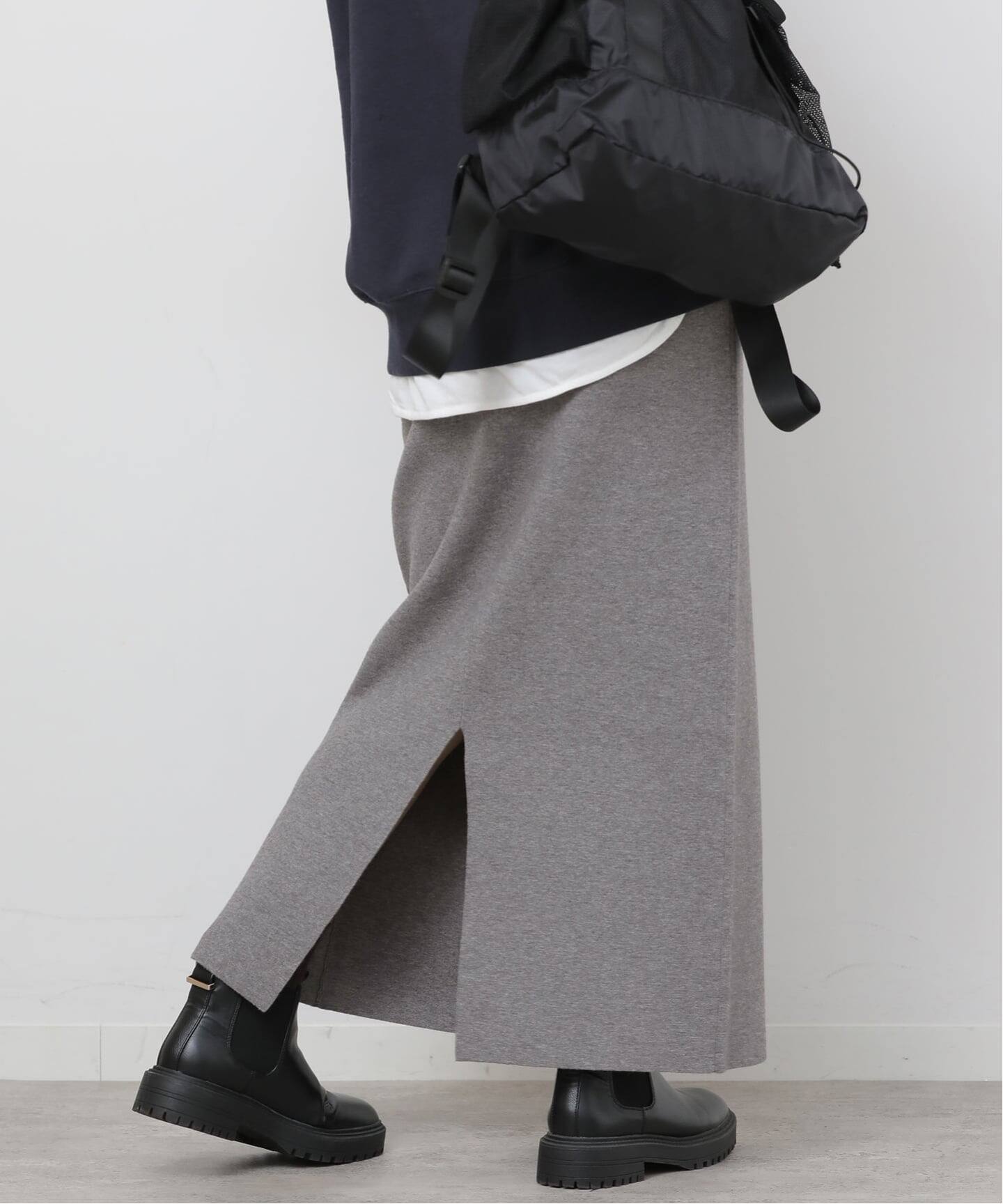 追加》ウォッシャブルミラノリブIラインスカート（ロング・マキシ丈