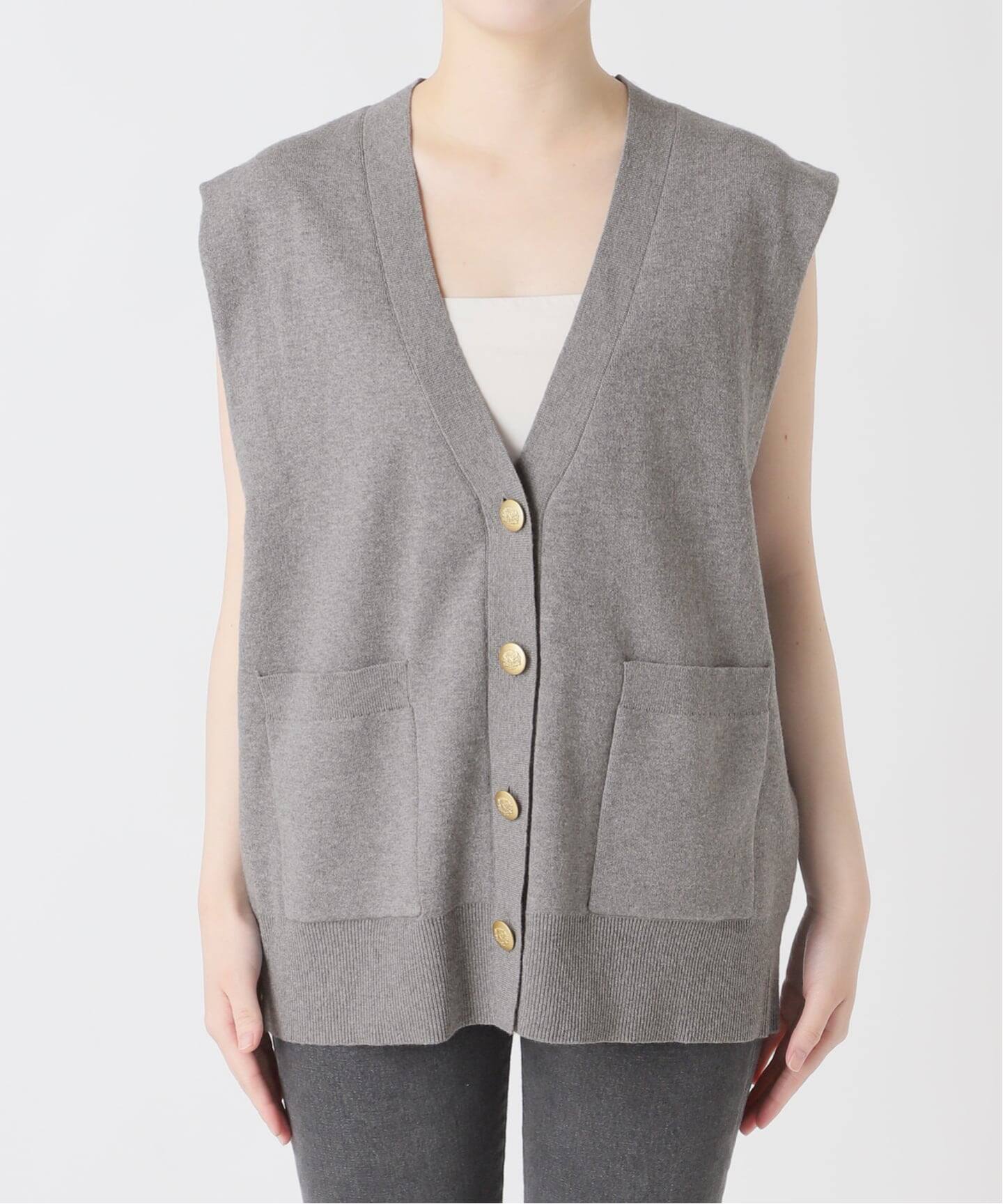 予約》コットンカシミヤミックスダブルニットベスト（ベスト