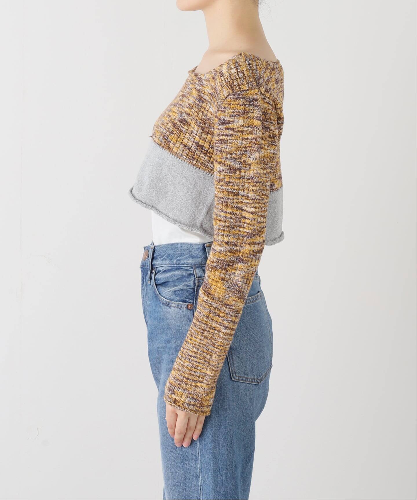 BASERANGE/ベースレンジ】WASTE CROPPED SWEATER（ニット／セーター