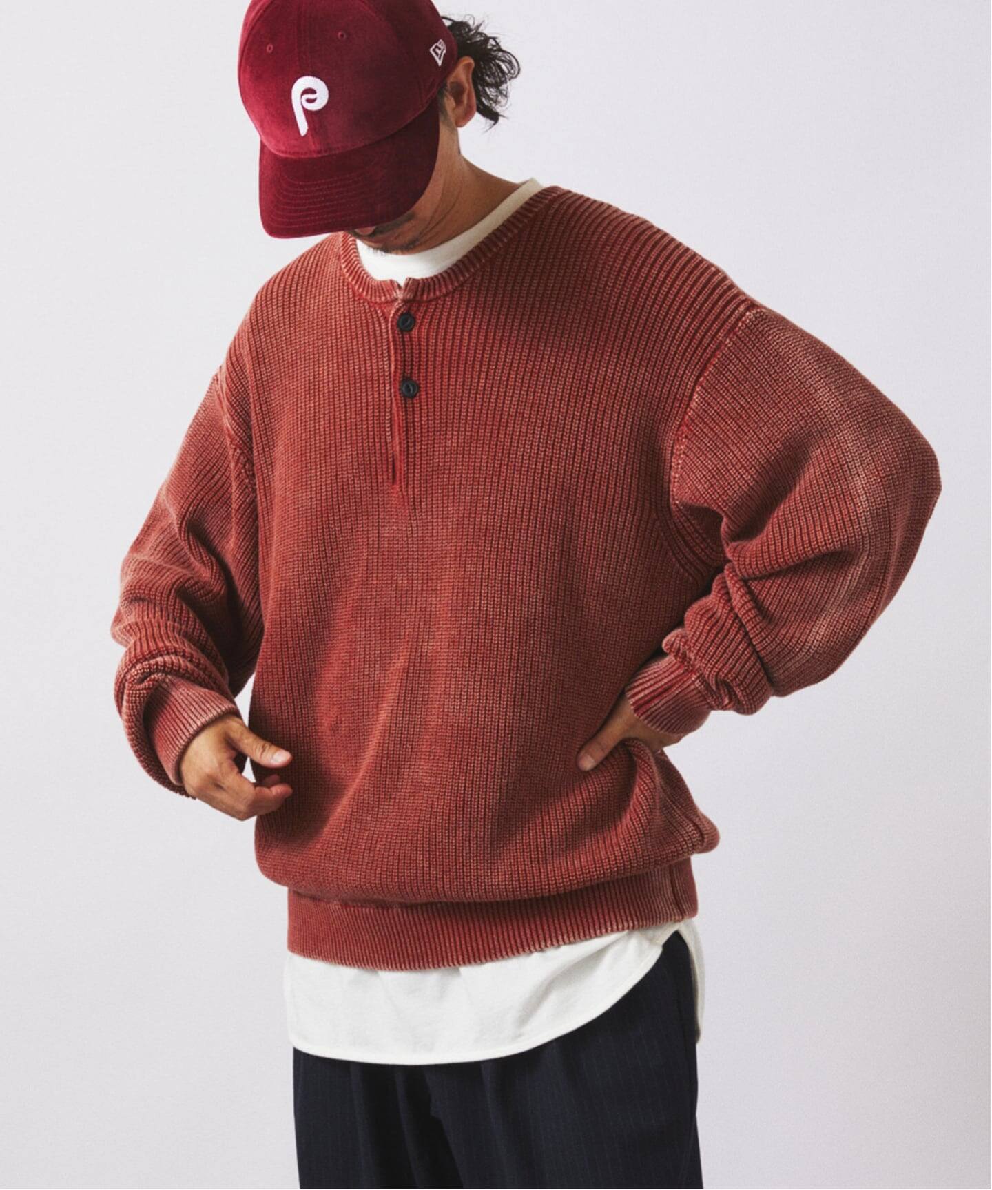 ジャーナルスタンダード レリューム（JOURNAL STANDARD relume）/フェードコットン ヘンリーネックニット フェードコットン ヘンリーネックニット（ニット／セーター）｜JOURNAL