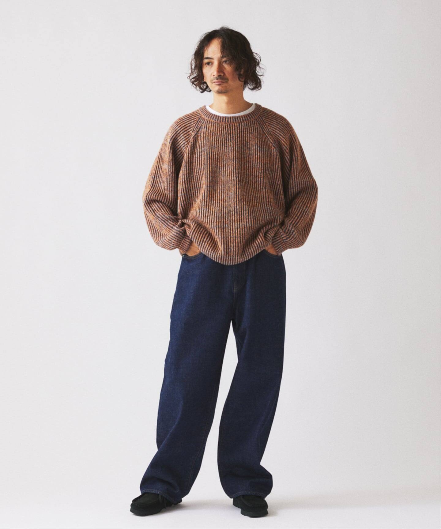 コントラスト リブ クルーネック ニット （ニット／セーター