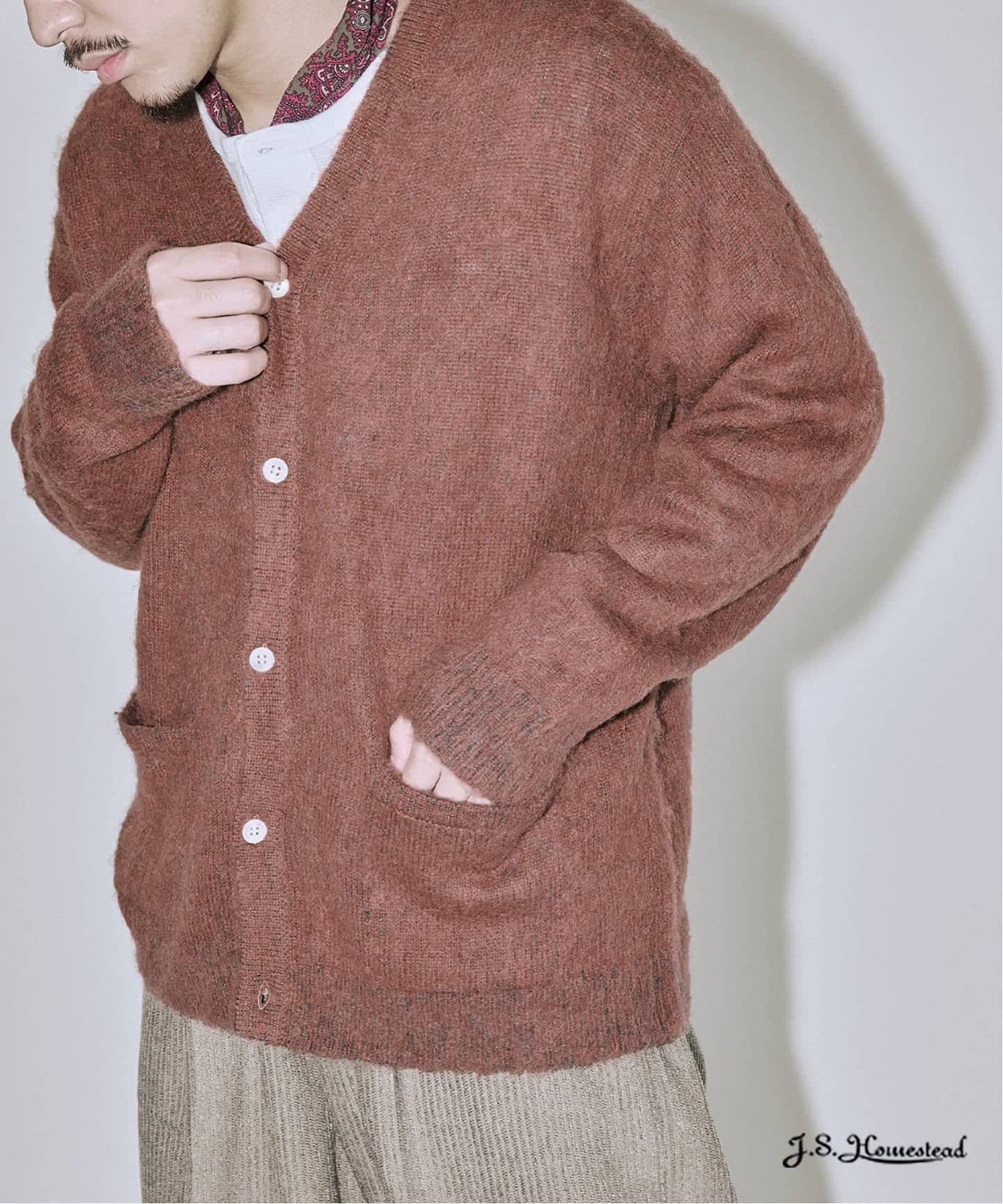 予約》J.S.Homestead / アルパカ 混 ヘザー カーディガン