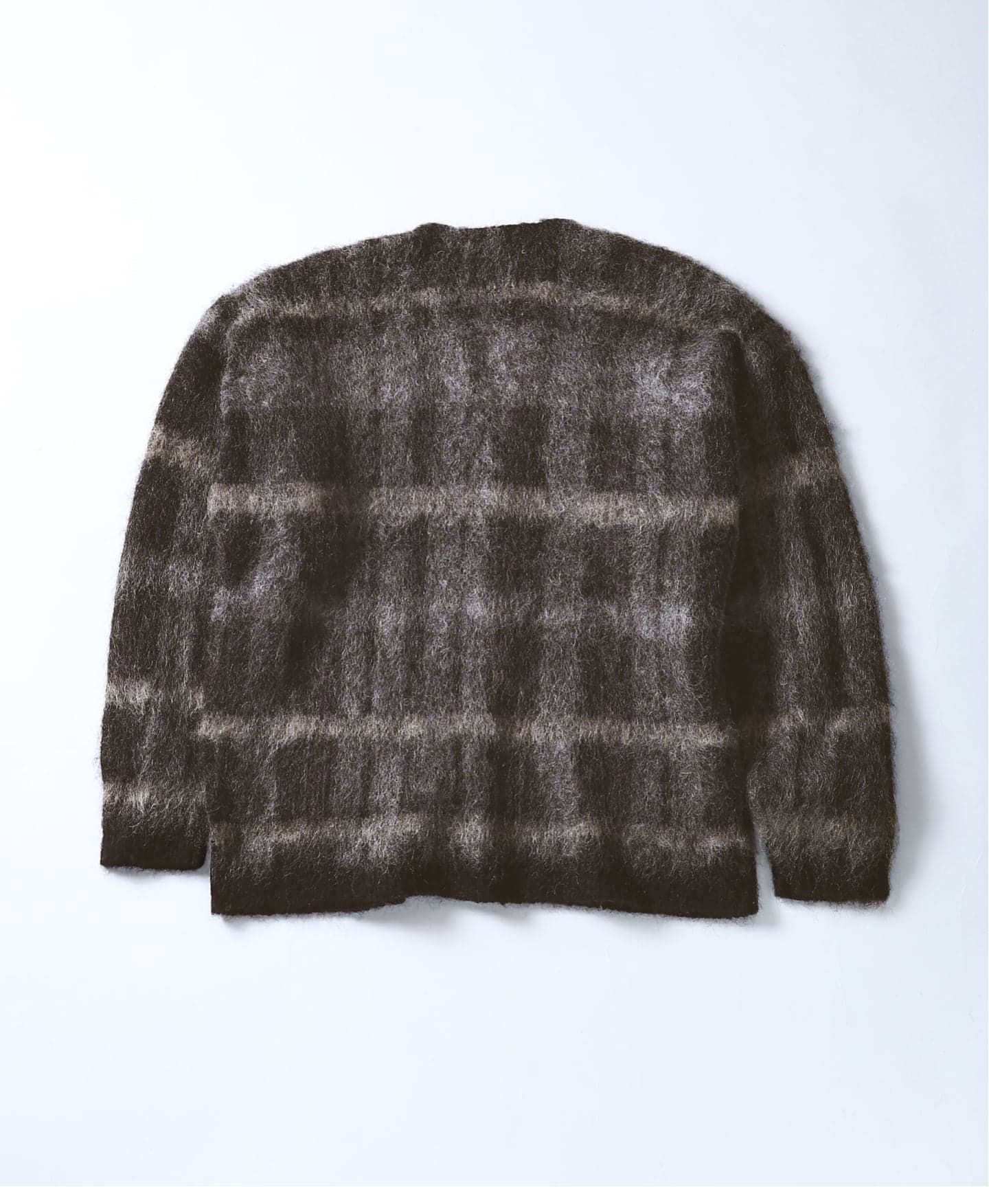 Stead / ステッド モヘヤ ミックス プレイド カーディガン