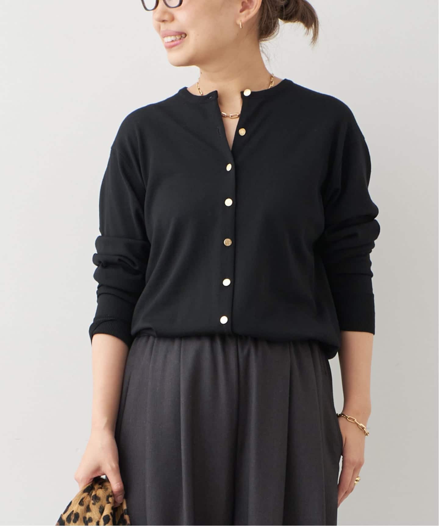 ミューズ ドゥーズィエムクラス FF30 クルーネック カーディガン 金ボタン MUSE de Deuxieme Classe FF30 クルーネック カーディガン 金