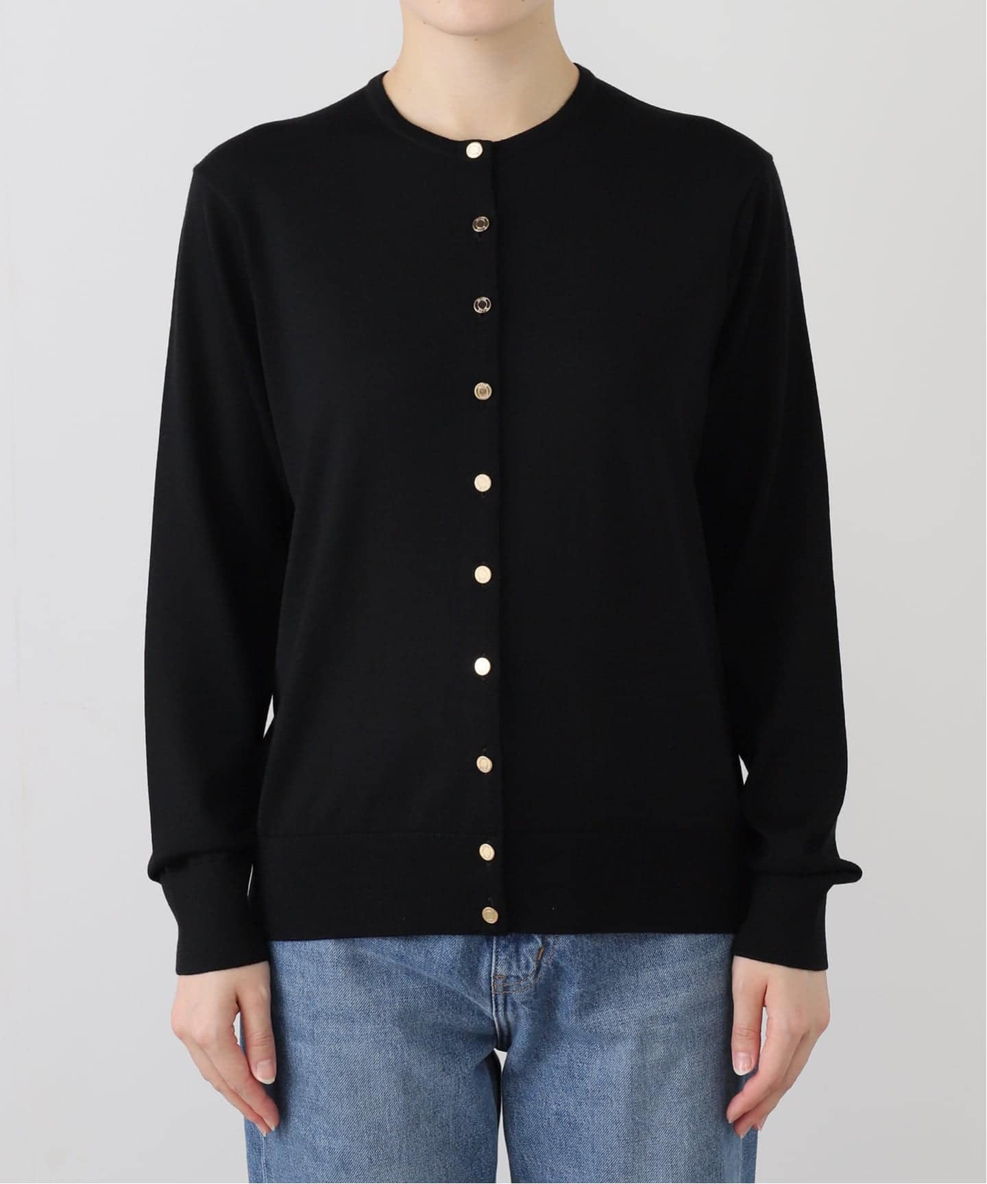 Deuxieme Classe FF30 クルーネックカーディガンブラック 黒 FF30 TODAY クルーネック カーディガン（ニット／セーター