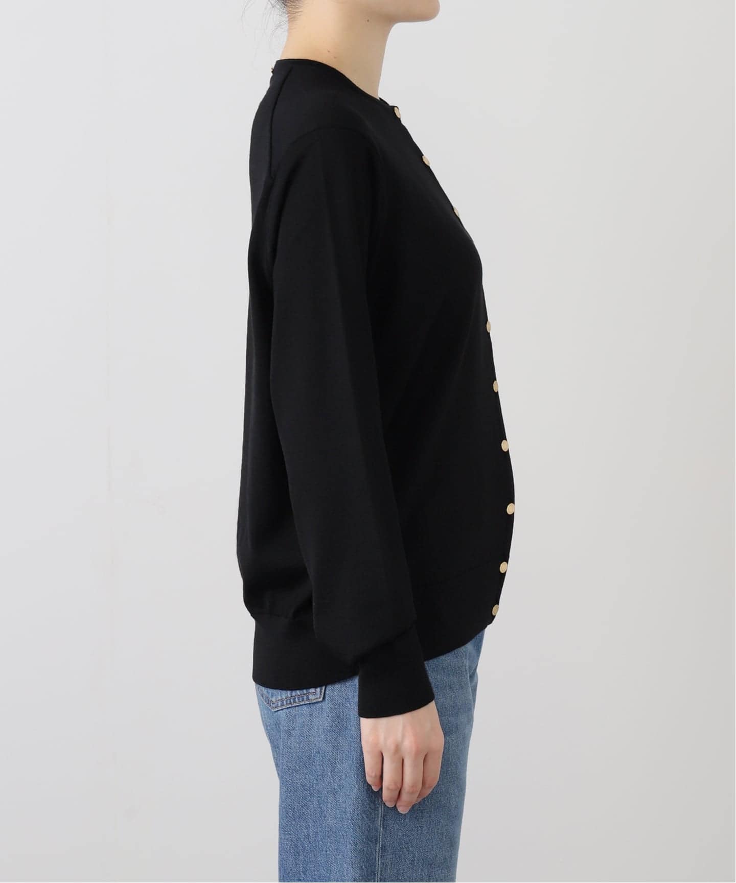 Deuxieme Classe FF30 クルーネックカーディガンブラック 黒 FF30 TODAY クルーネック カーディガン（ニット／セーター