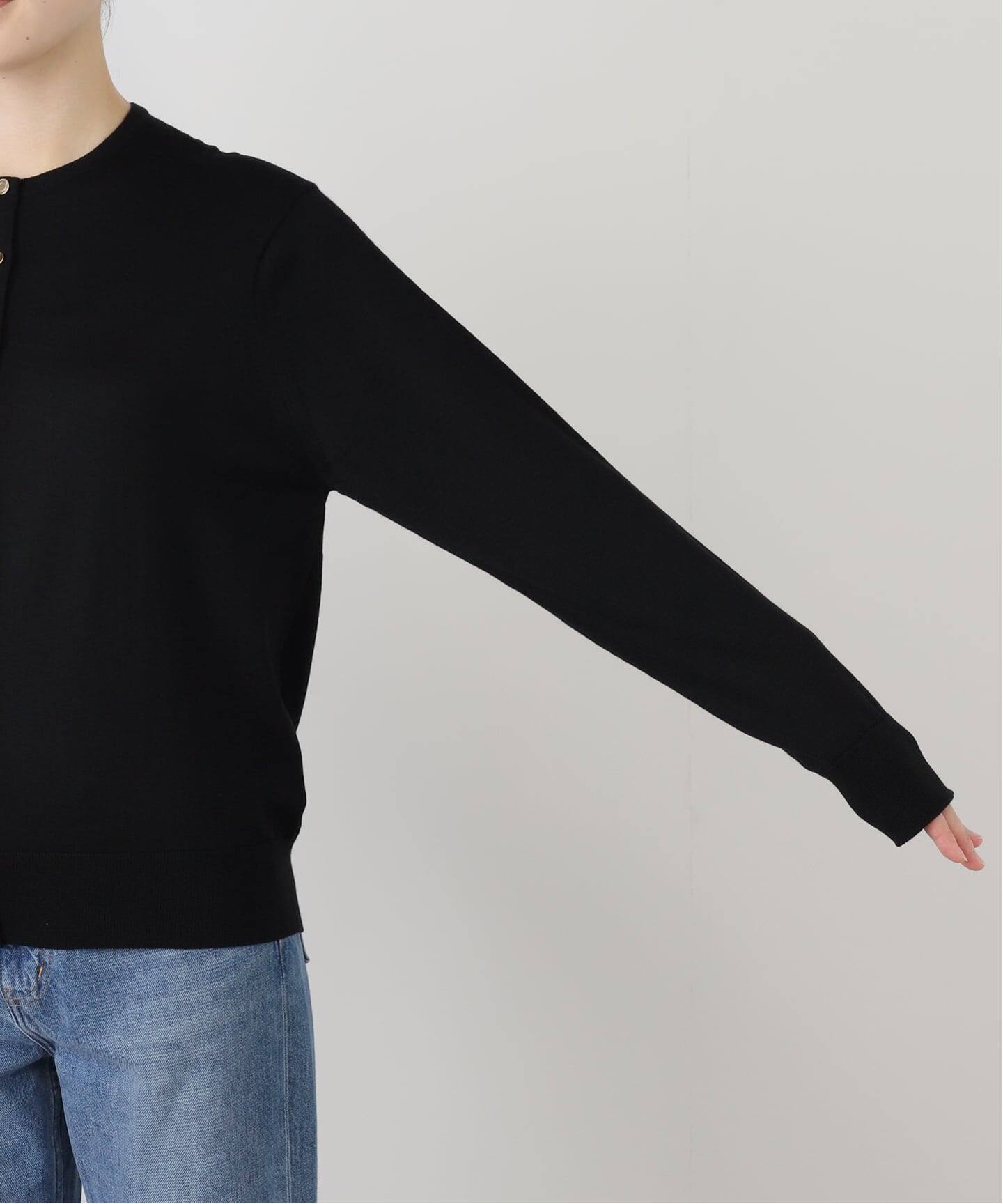 Deuxieme Classe FF30 クルーネックカーディガンブラック 黒 FF30 TODAY クルーネック カーディガン（ニット／セーター