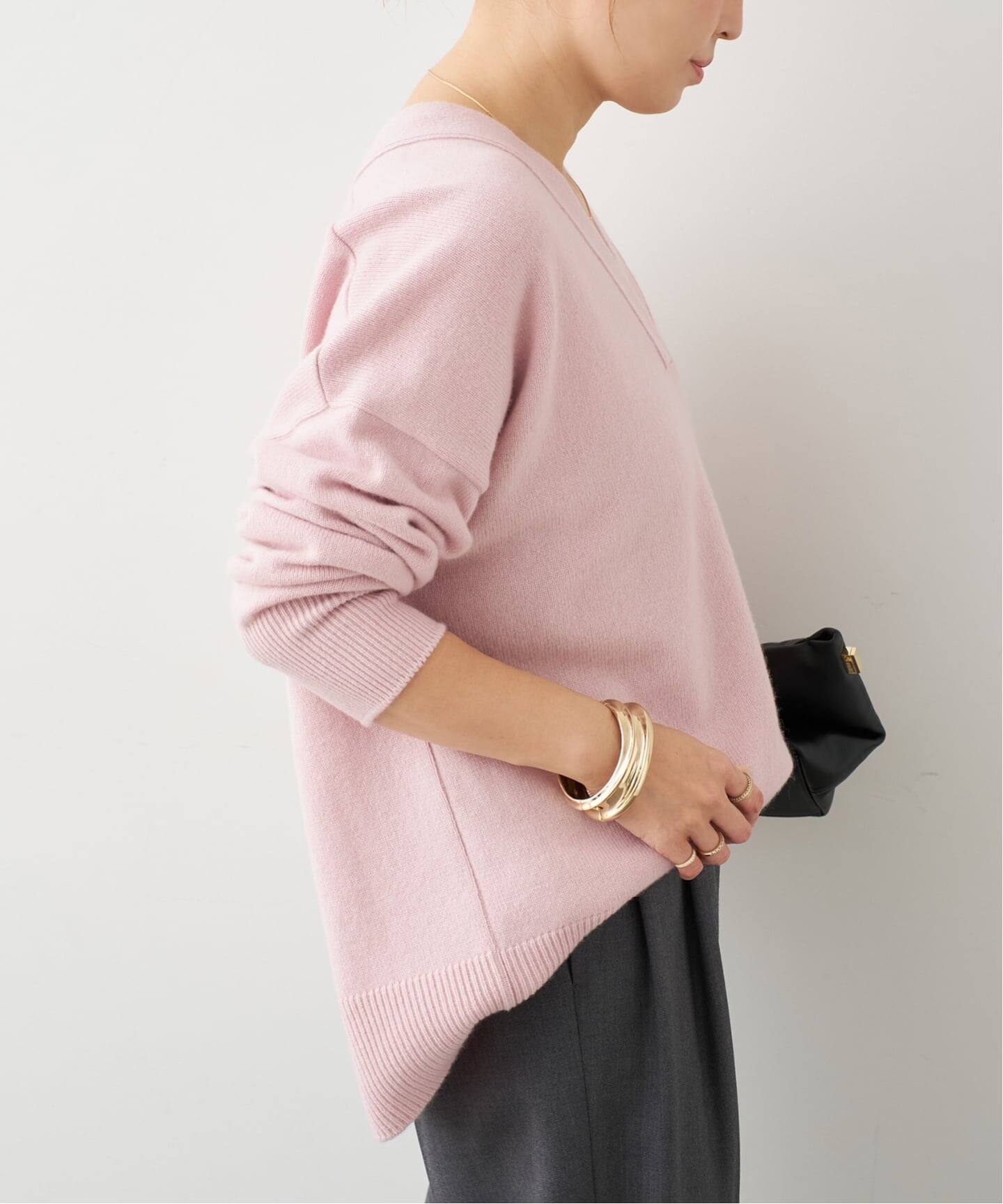 Deuxieme Classe OLBIA Vネック プルオーバー グレー 追加 OLBIA Vネック プルオーバー（ニット／セーター）｜Deuxieme