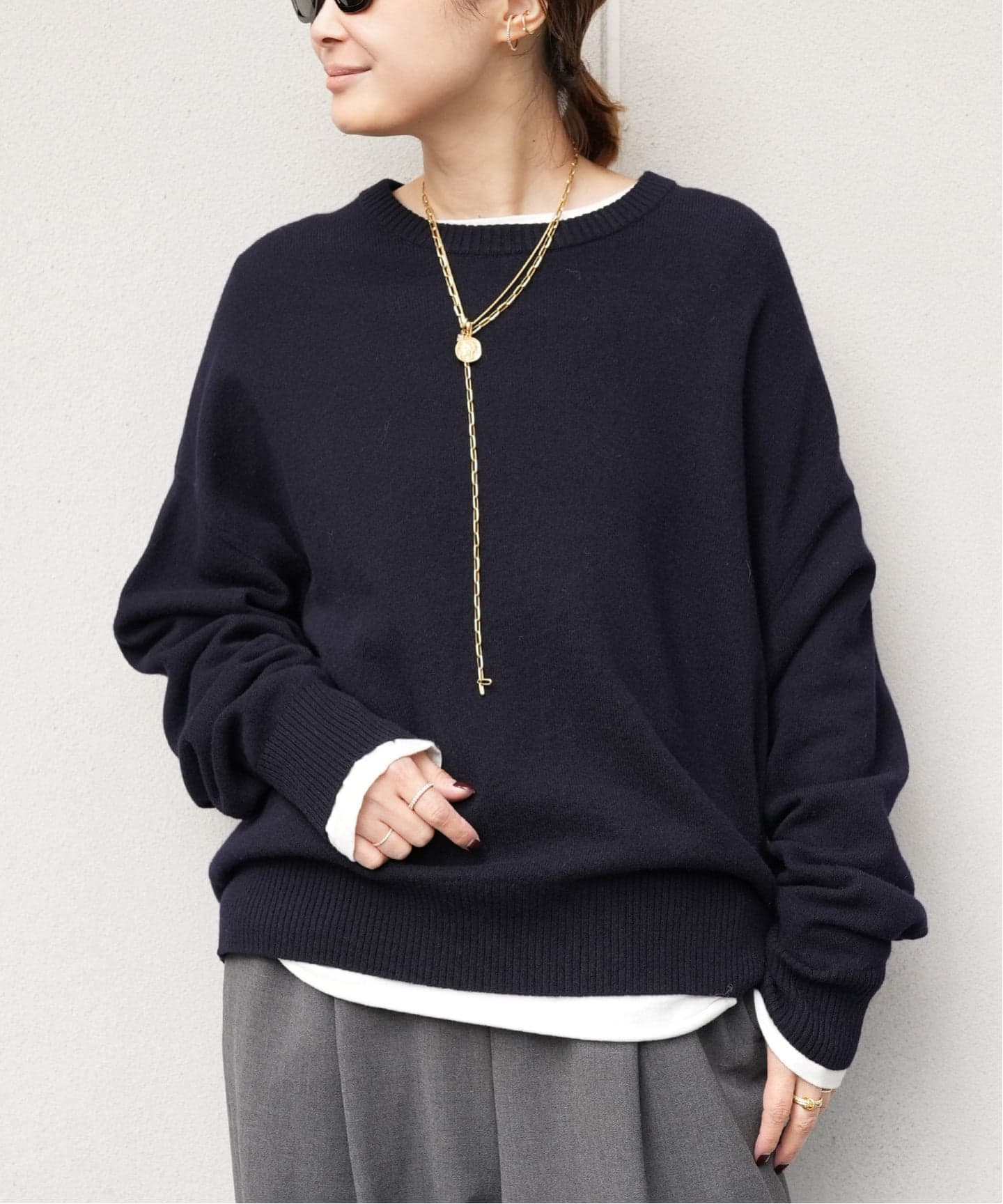 Deuxieme Classe JUSPER クルーネックプルオーバー　ネイビー JUSPER クルーネック プルオーバー（ニット／セーター）｜Deuxieme