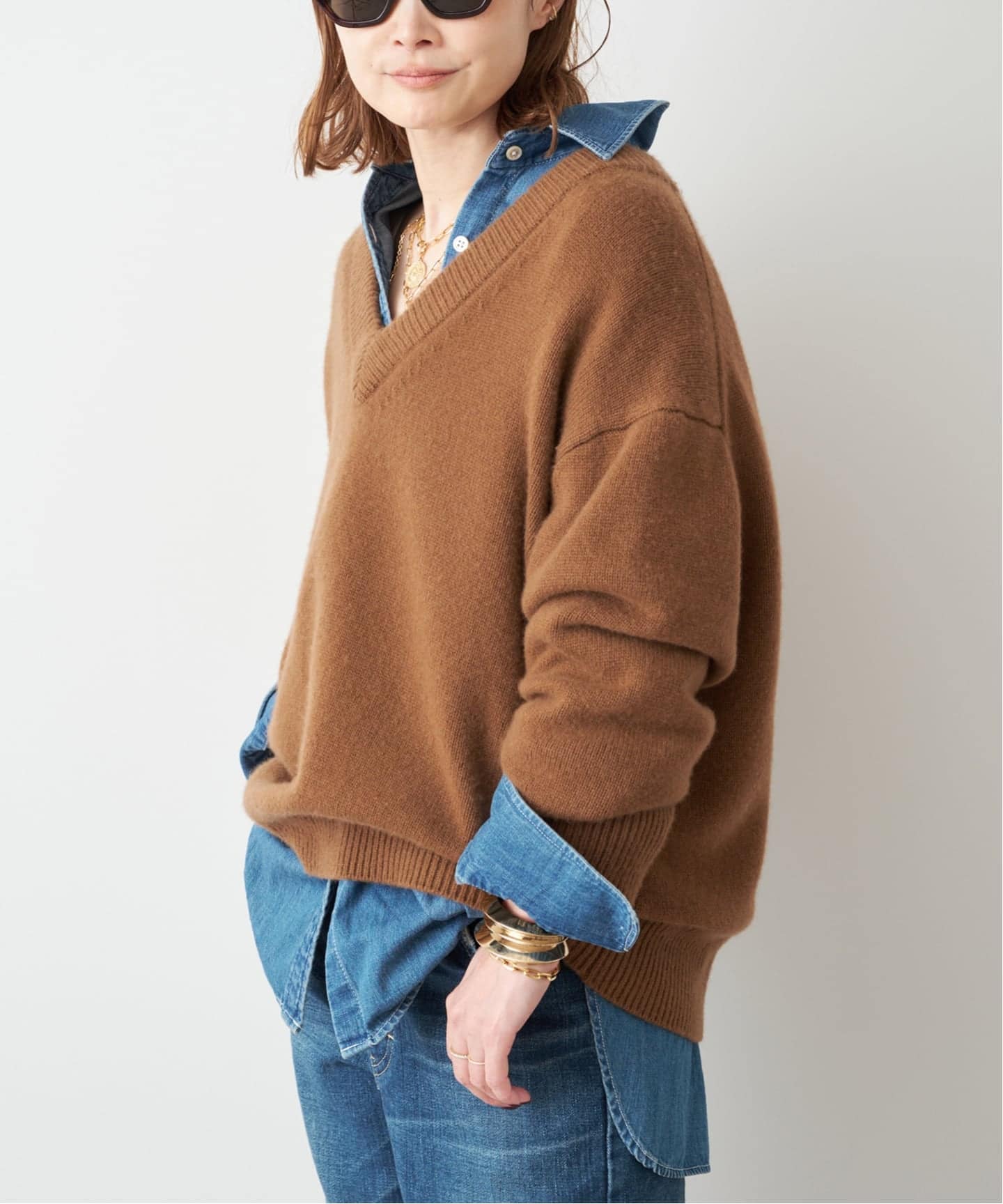 CASHY OVER Vネック プルオーバー（ニット／セーター）｜Deuxieme