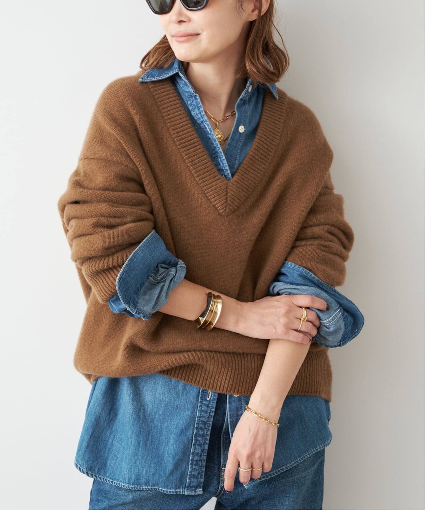 CASHY OVER Vネック プルオーバー（ニット／セーター）｜Deuxieme