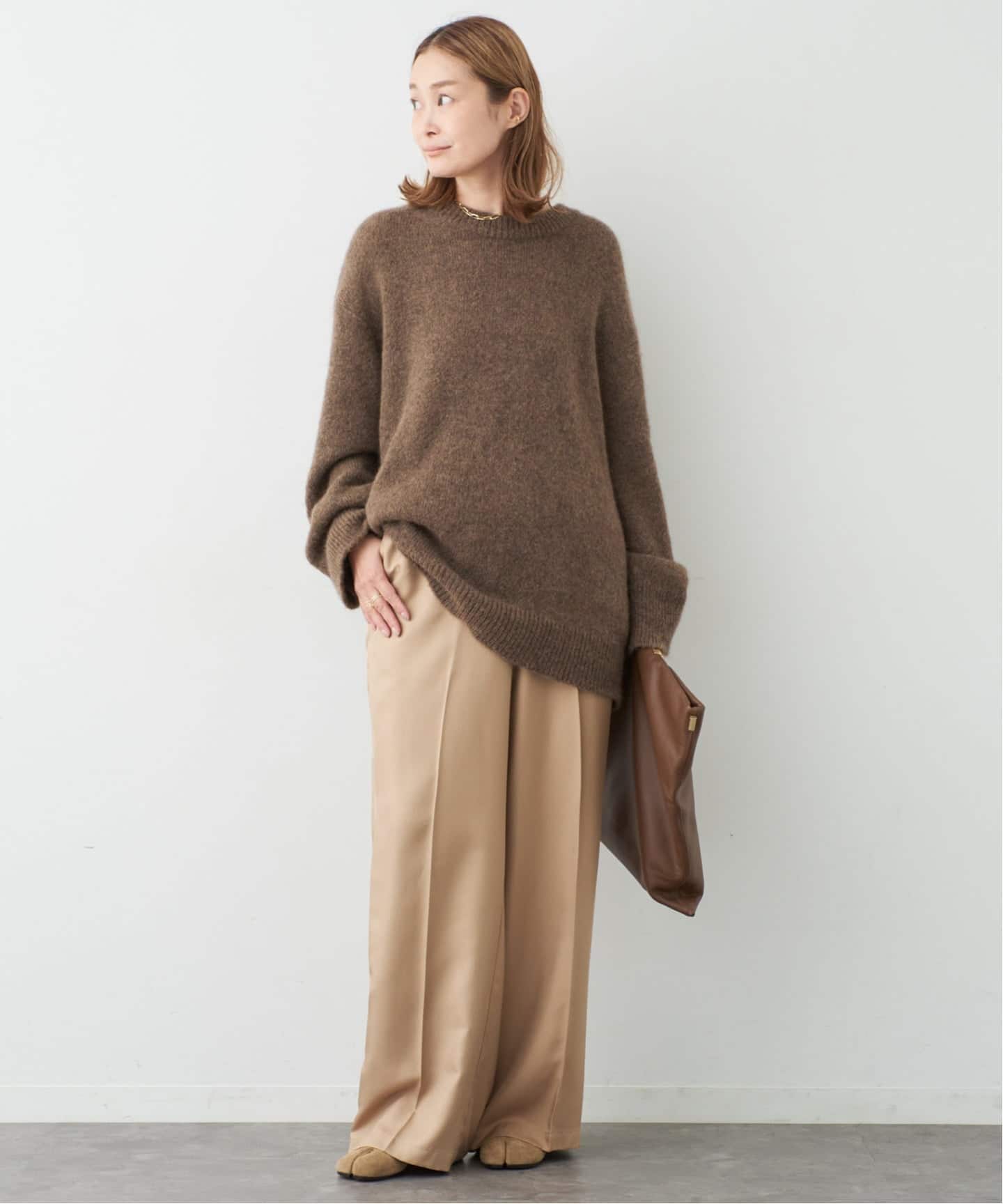 ドゥーズィエムクラス コットンニット 茶 ブラウン フリーサイズ ゆったり ドゥーズィエムクラス コットンニット 茶 ブラウン フリーサイズ