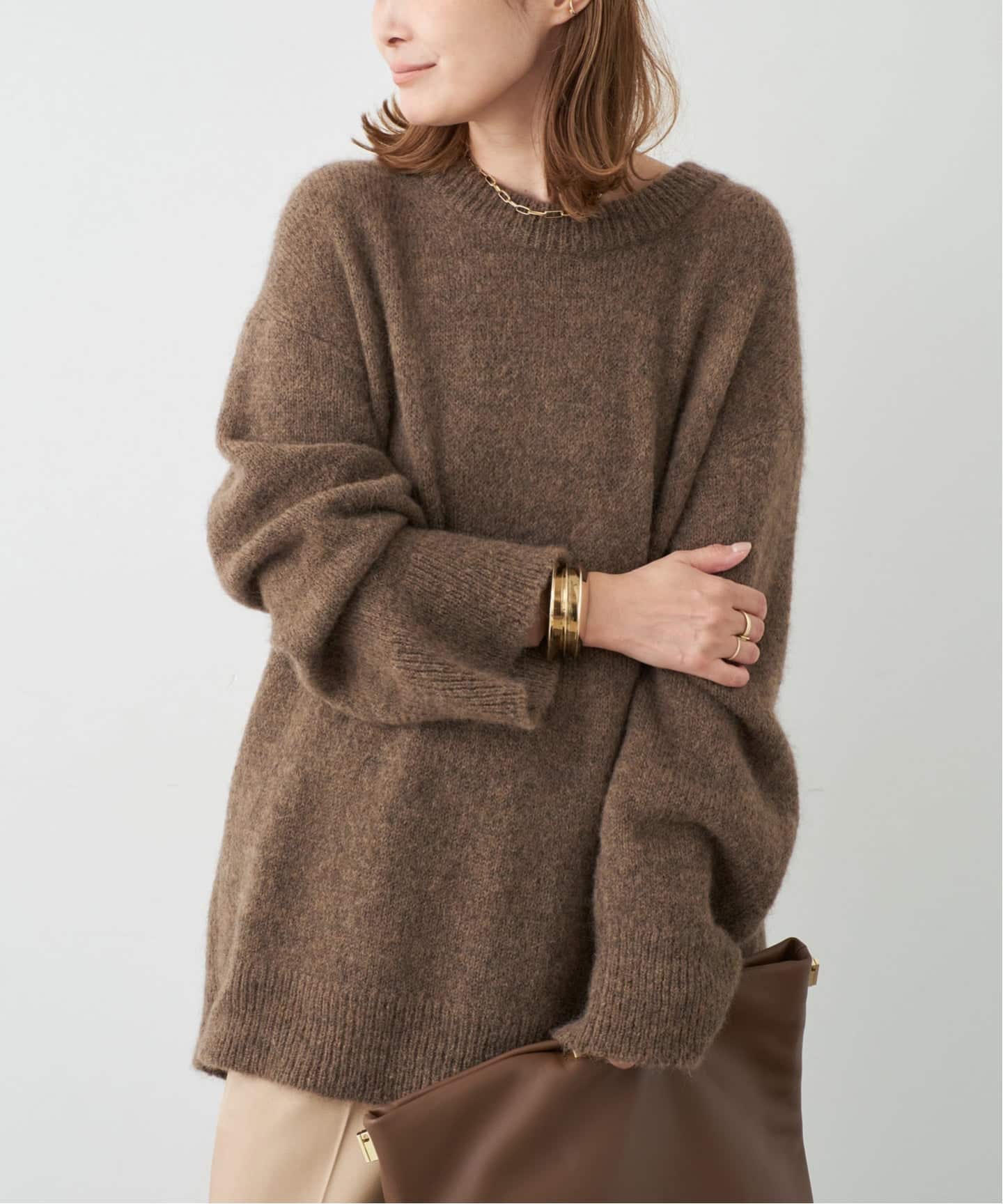 ドゥーズィエムクラス コットンニット 茶 ブラウン フリーサイズ ゆったり Ambiance ニット（ニット／セーター）｜Deuxieme Classe