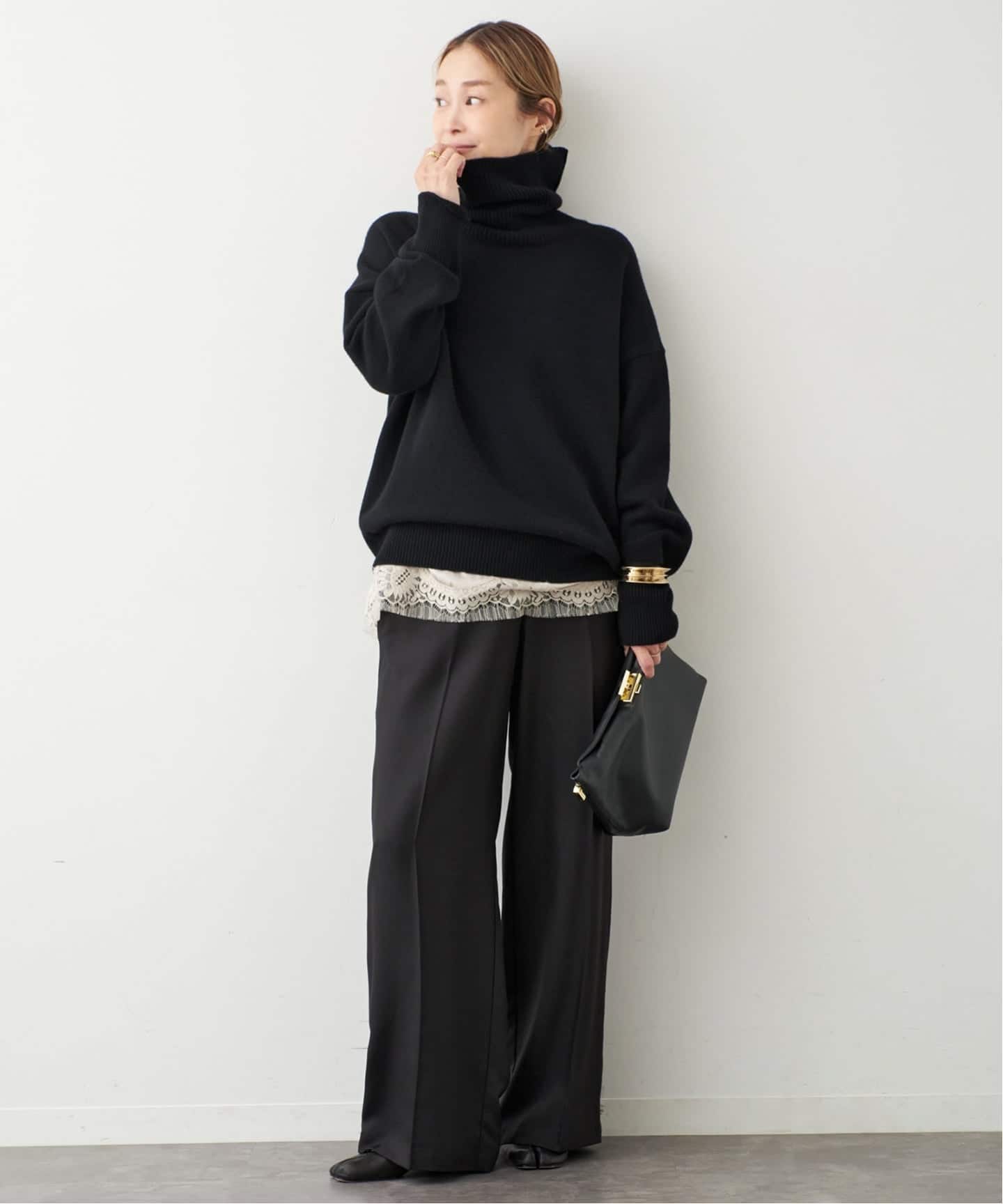 ドゥーズィエムクラス●極美品●ミドルゲージ ボリュームニット コットン 手洗い可 美品✨ドゥーズィエムクラス ミドルゲージタートルネックニット