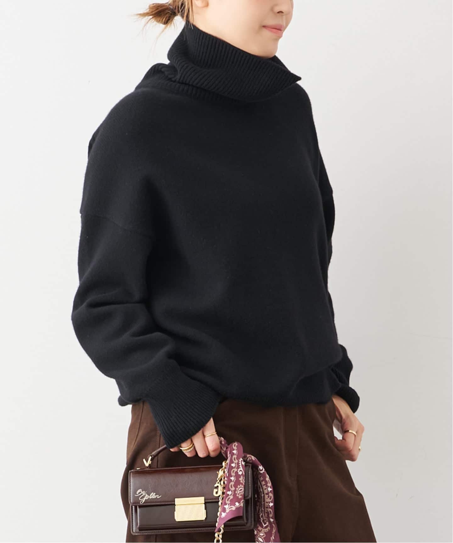 定番人気❣️定価39600円 ドゥーズィエムクラス ミドルゲージタートルニット 黒 予約》* ミドルゲージタートル（ニット／セーター）｜Deuxieme Classe