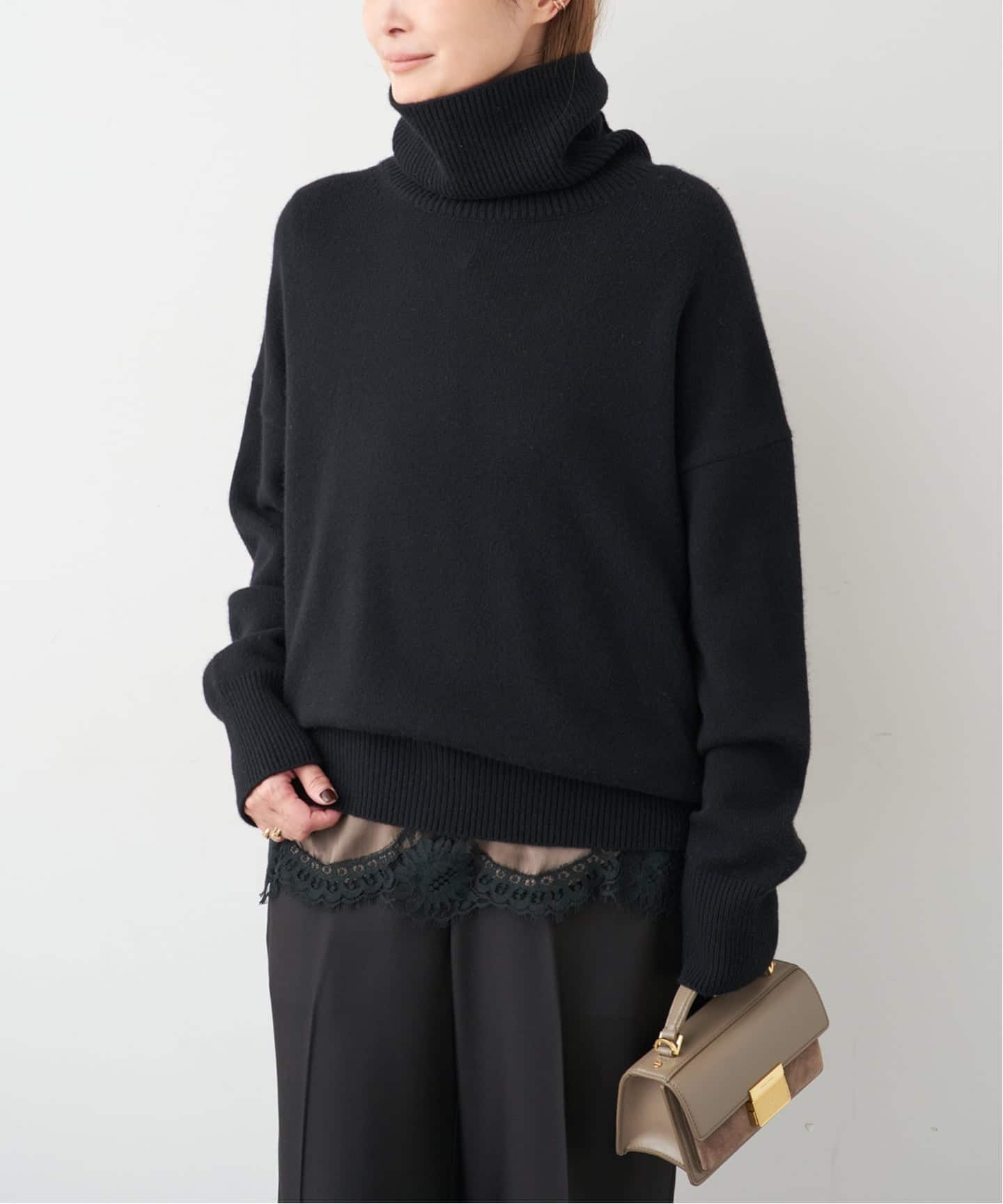 美品✨ドゥーズィエムクラス　ミドルゲージタートルニット　ベージュ　日本製ラクラス 予約》* ミドルゲージタートル（ニット／セーター）｜Deuxieme Classe