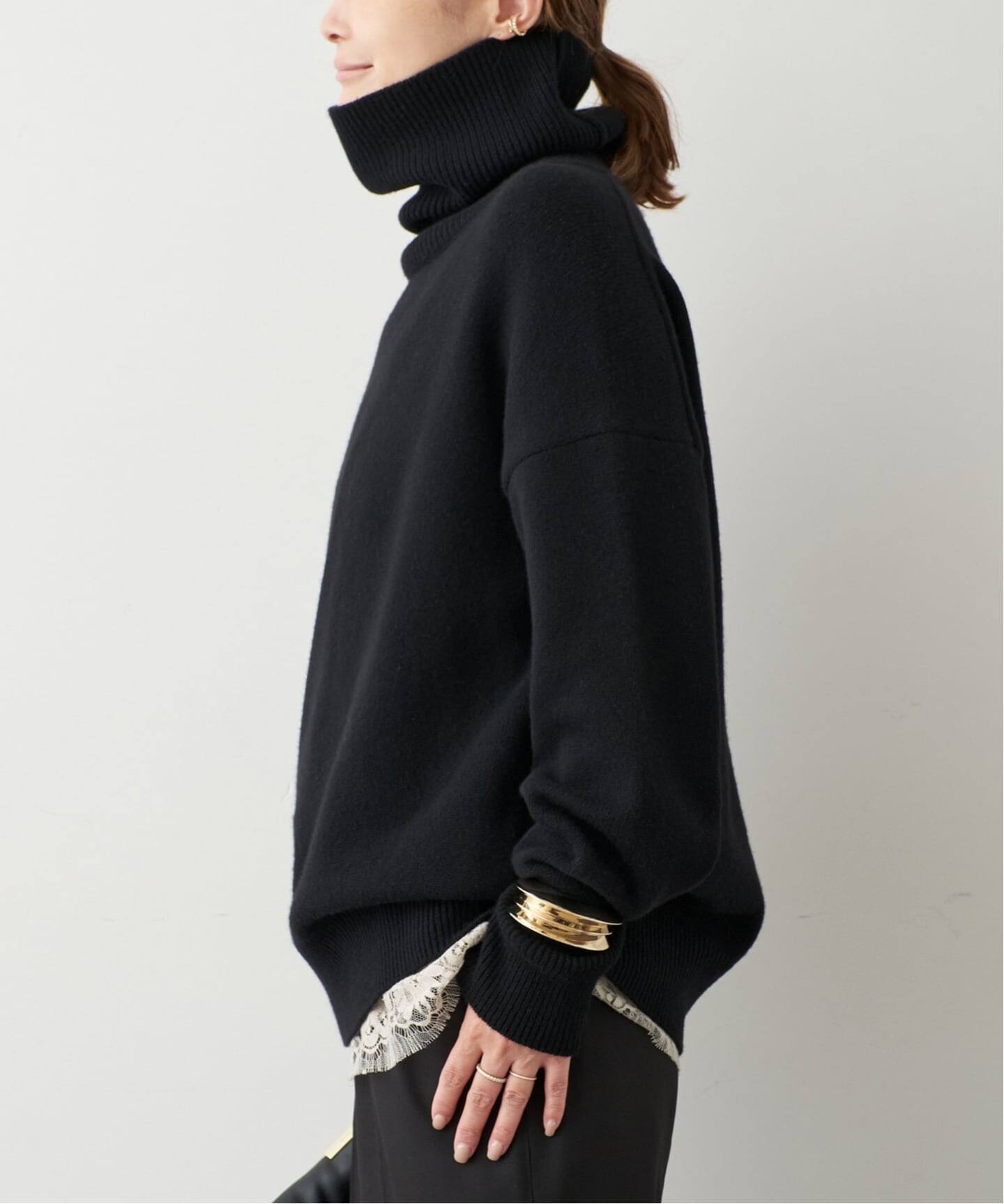 【極美品✨定価約3万】ドゥーズィエムクラス ミドルゲージ タートルニット 黒 F 極美品✨定価約3万】ドゥーズィエムクラス ミドルゲージ タートル