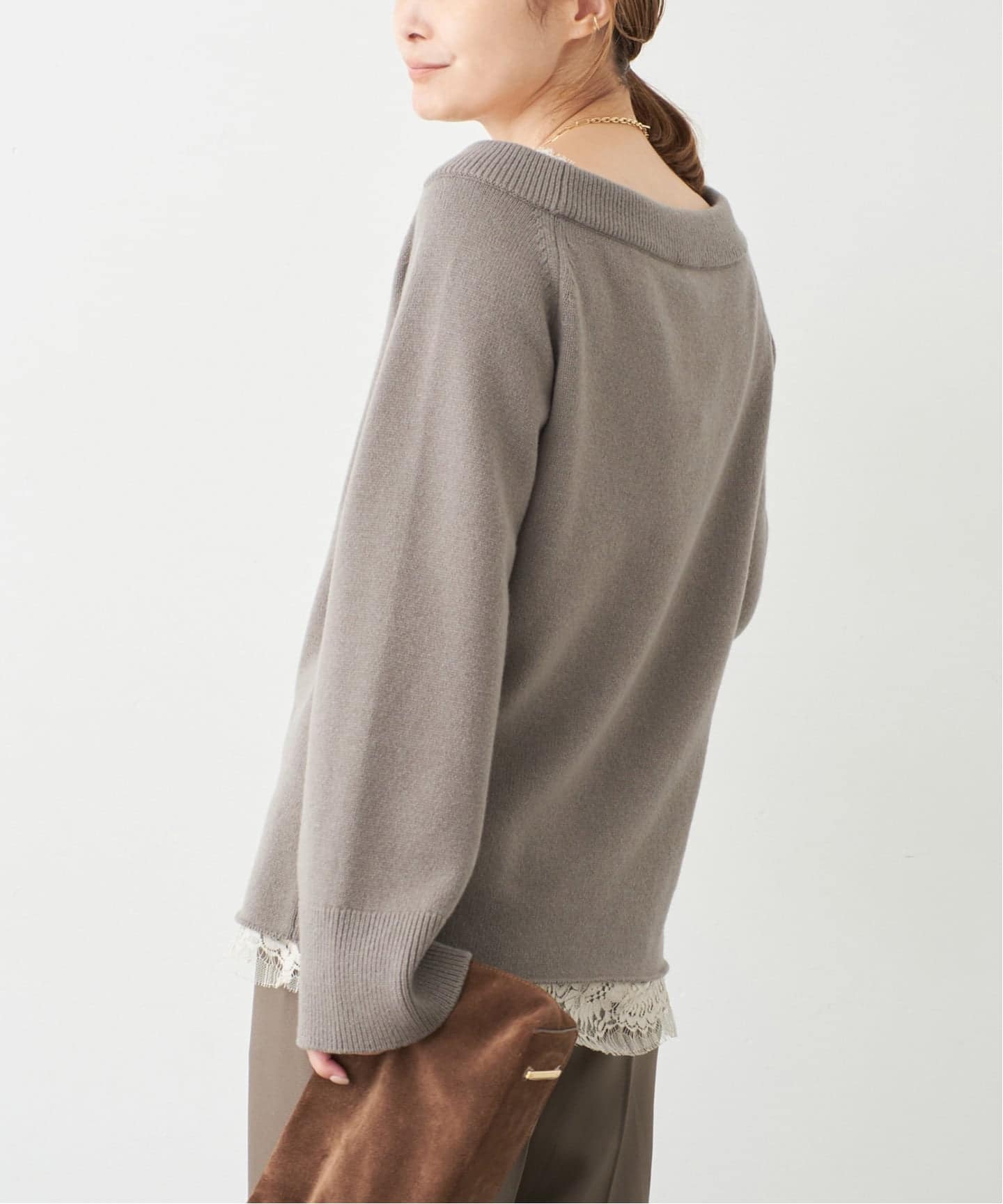 美品*ドゥーズィエムクラス Vネック ミドルゲージニット コットン ゆったり ミドルゲージ Vネック ニット（ニット／セーター）｜Deuxieme